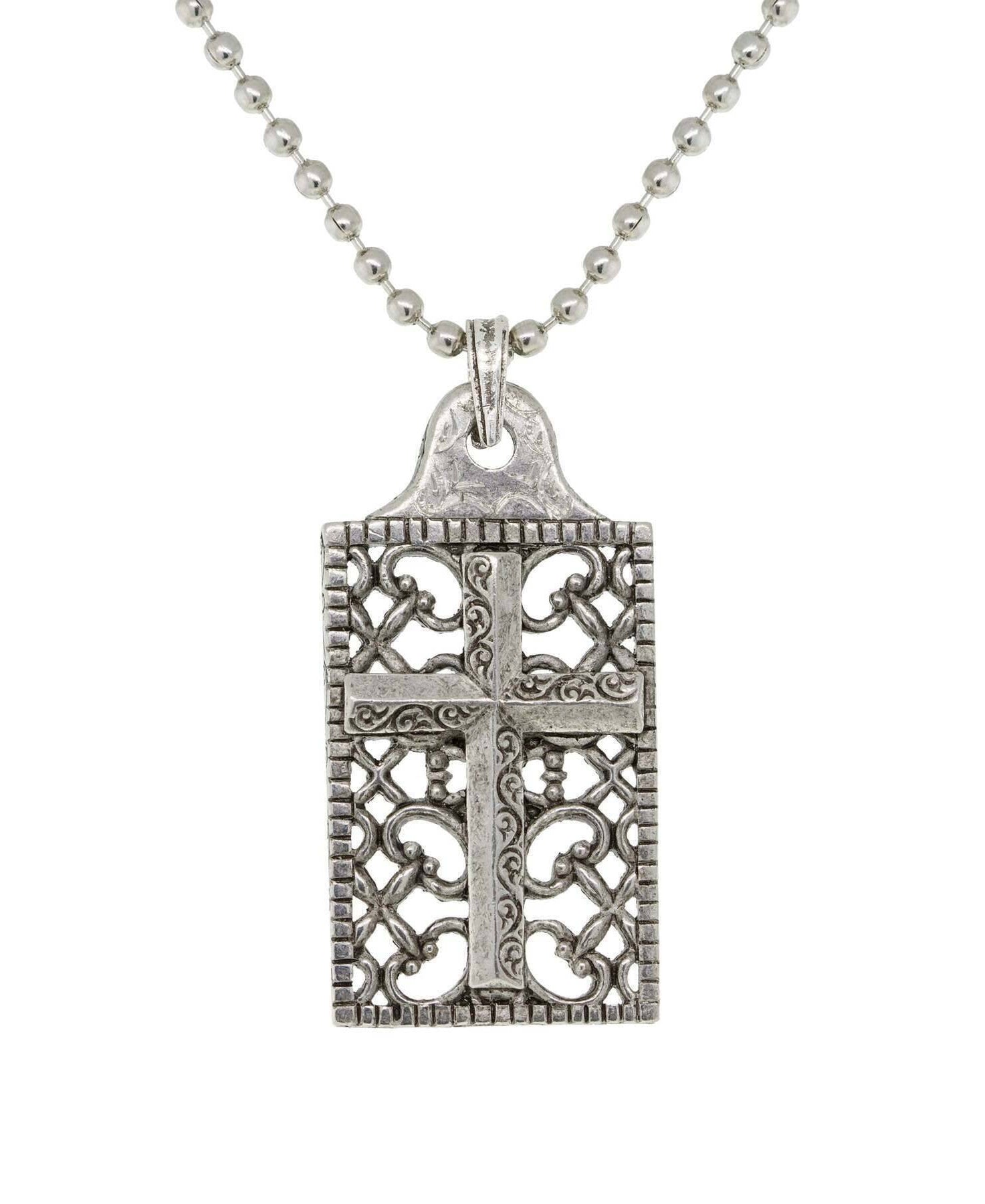 1928 Jewelry Cross Filigree Pendant Necklace 22"