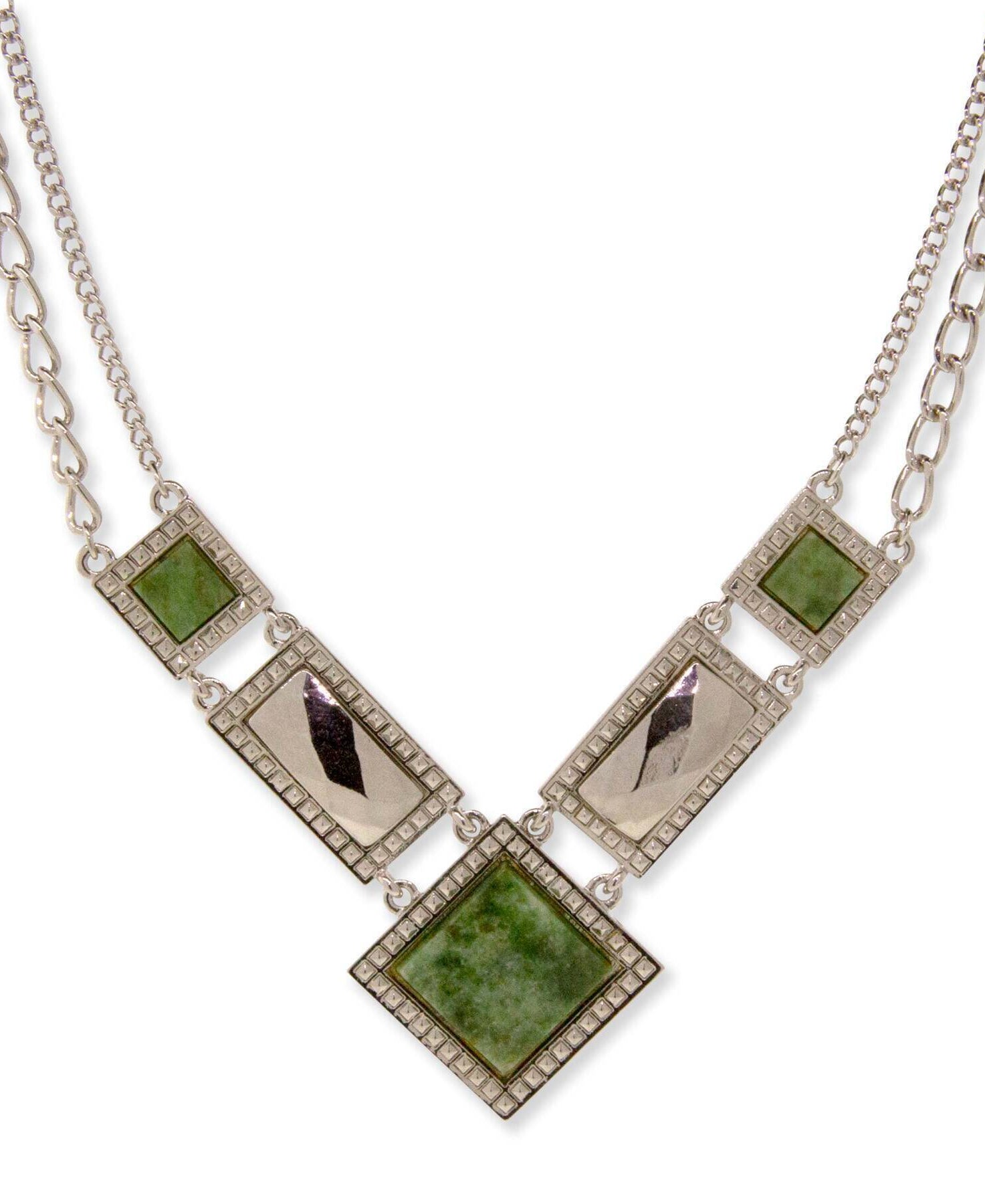 1928 Jewelry Gemstone Square Chain Necklace 12" + 3" Extender