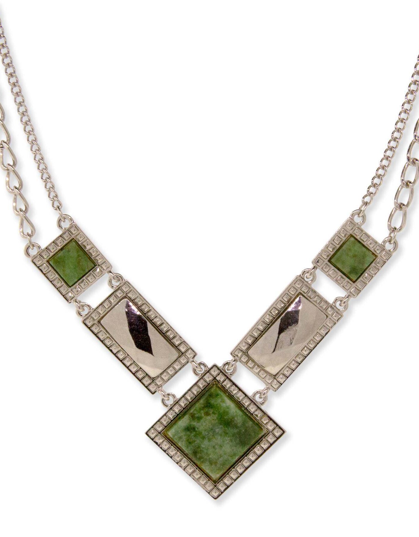 1928 Jewelry Gemstone Square Chain Necklace 12" + 3" Extender