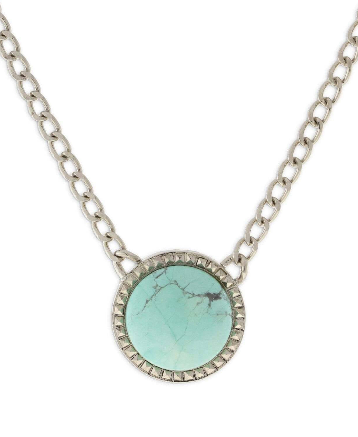 1928 Jewelry Round Semi Precious Gemstone Pendant Necklace 16" + 3" Extender