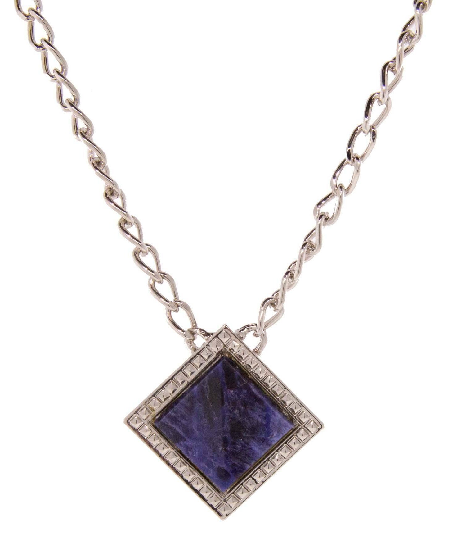 1928 Jewelry Serenity Gemstone Square Pendant Necklace 16" + 3" Extender