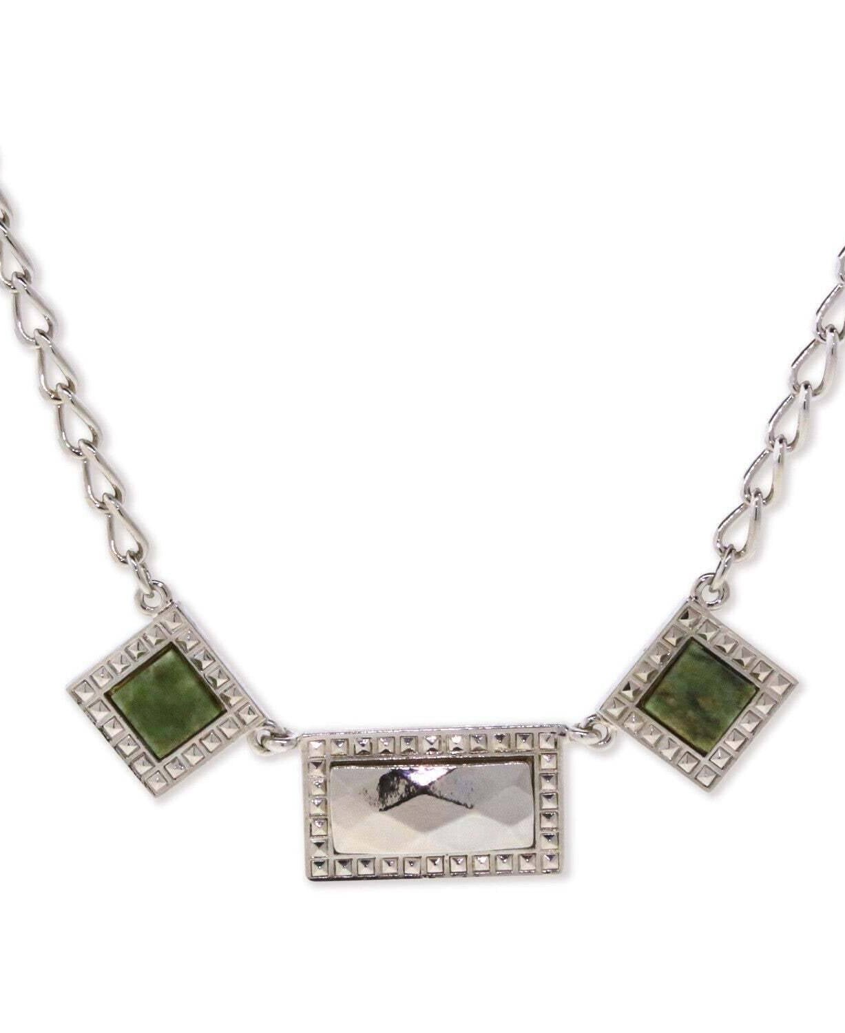 1928 Jewelry Gemstone Square Rectangle Chain Necklace 16" + 3" Extender