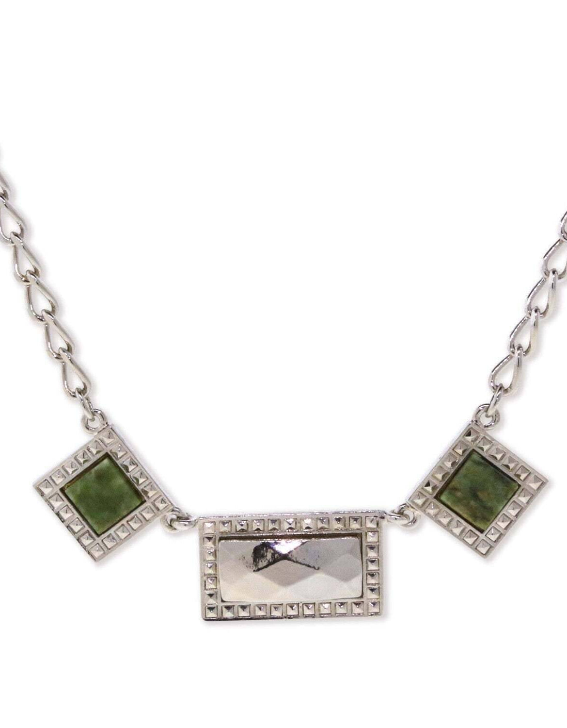 1928 Jewelry Gemstone Square Rectangle Chain Necklace 16" + 3" Extender