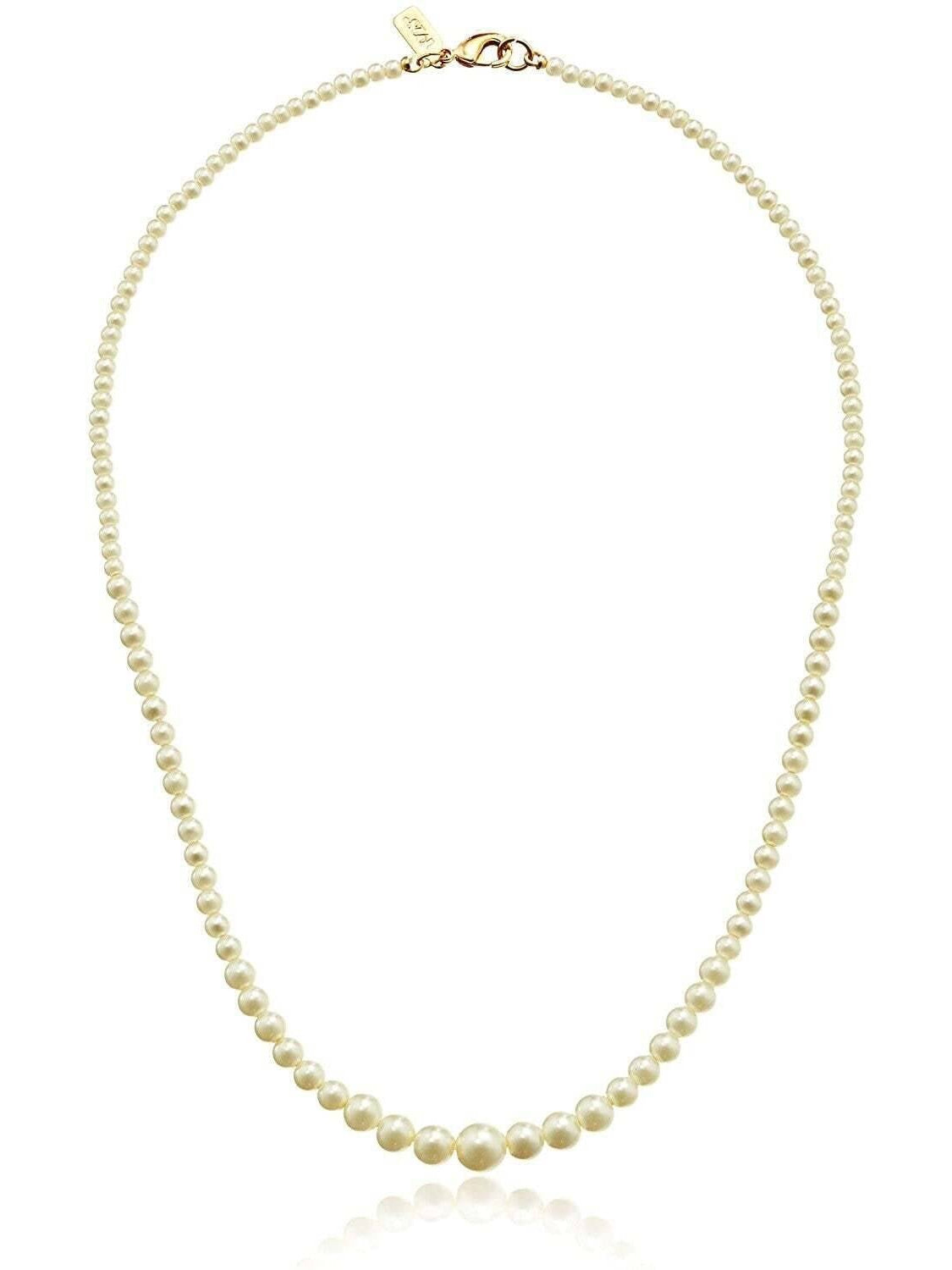 1928 Jewelry Bridal Eloquence 18" Delicate Graduated Glass Faux Pearl Strand Necklace