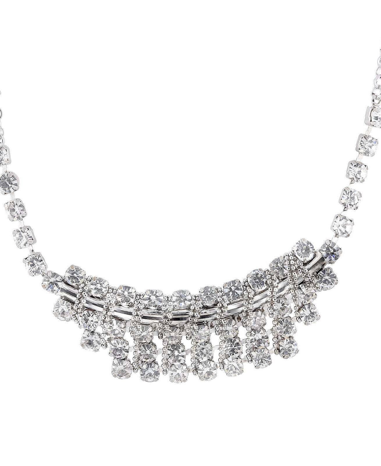 1928 Jewelry Clear Crystal Statement Bib Necklace 18"