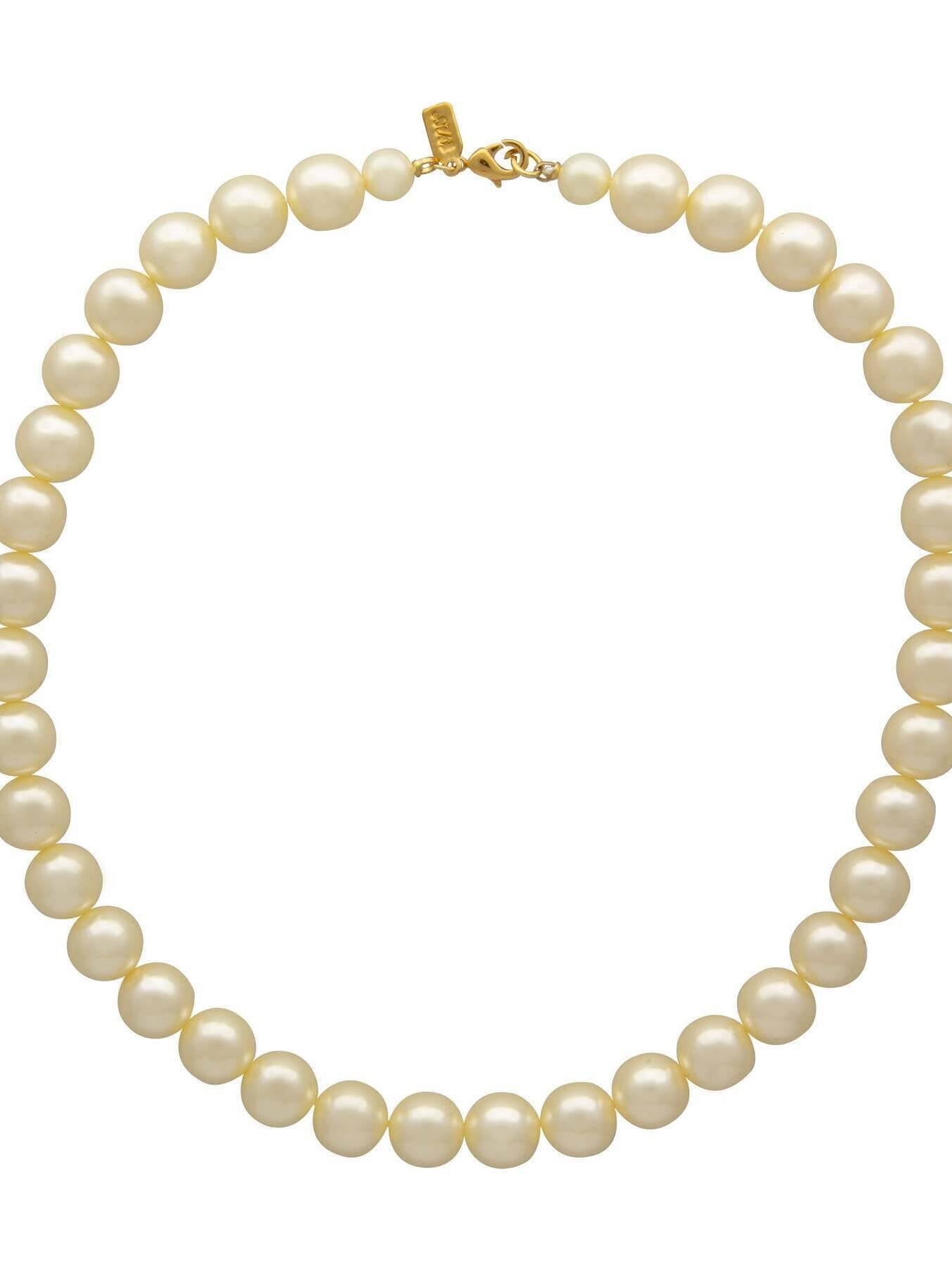 1928 Jewelry White 12mm Faux Pearl Strand Necklace 18"