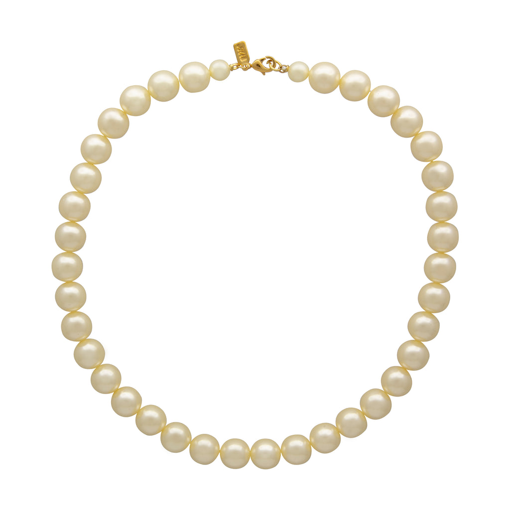 White 12mm Faux Pearl Strand Necklace 18"