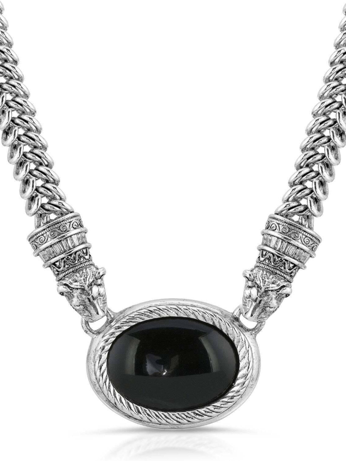 Antiquities Couture Jaguar Black Onyx Stone Symmetry Necklace 17"