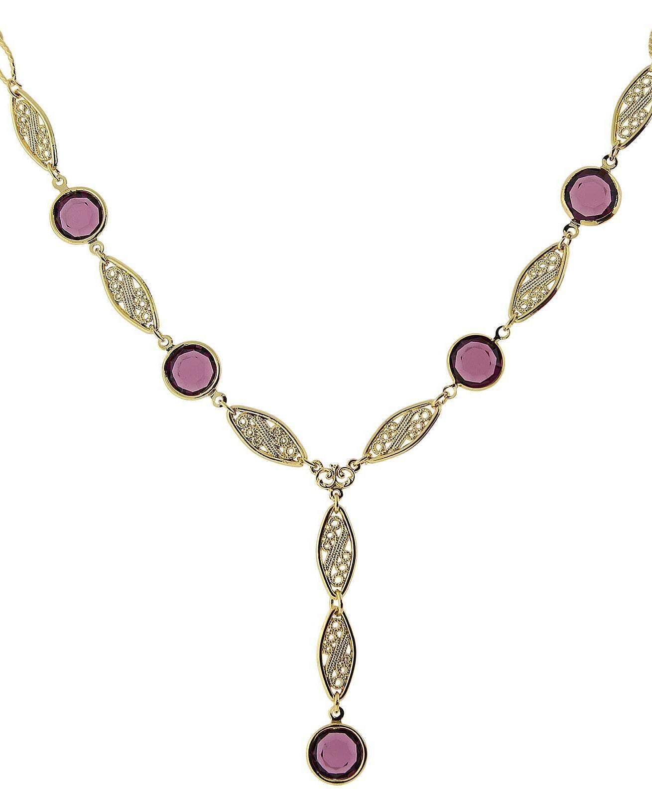 1928 Jewelry Amethyst Purple Austrian Crystal Channel Y-Necklace 16" + 3" Extender