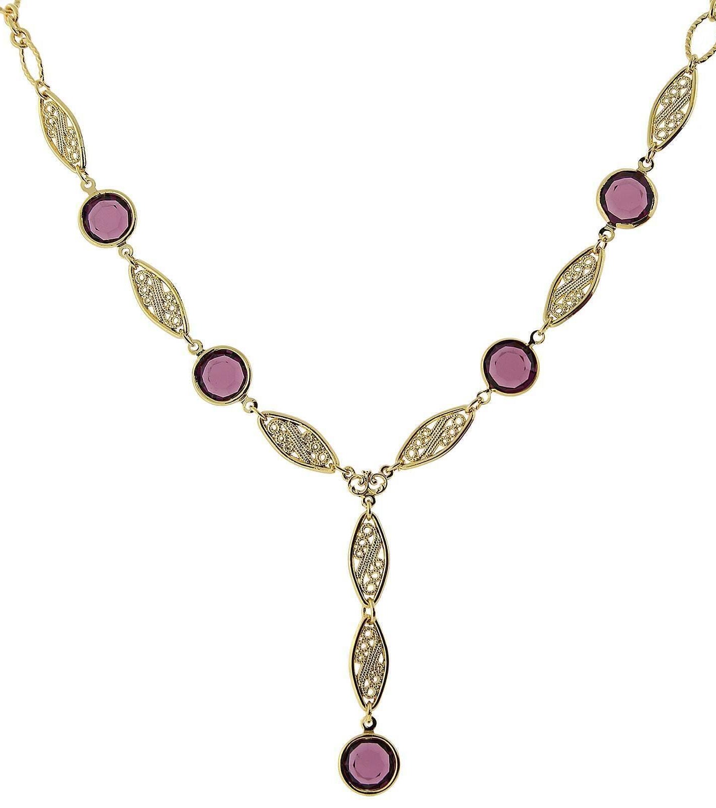 1928 Jewelry Amethyst Purple Austrian Crystal Channel Y-Necklace 16" + 3" Extender