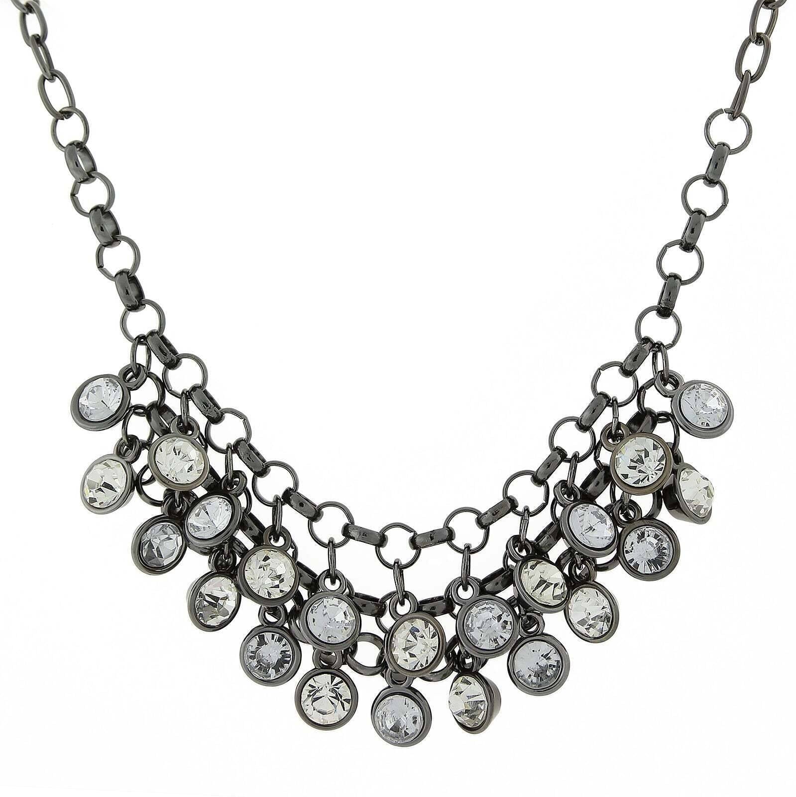 1928 Jewelry Crystal Cluster Bib Necklace 16" + 3" Extender