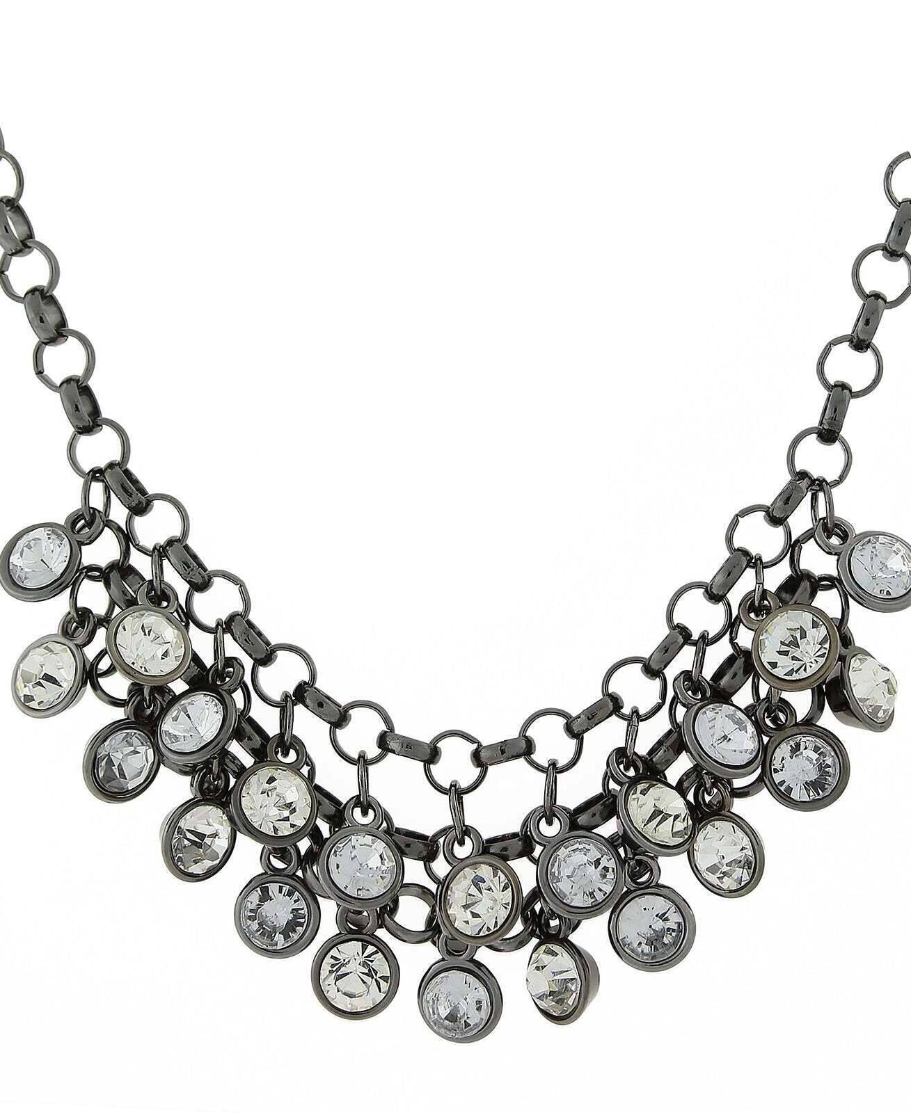 1928 Jewelry Crystal Cluster Bib Necklace 16" + 3" Extender