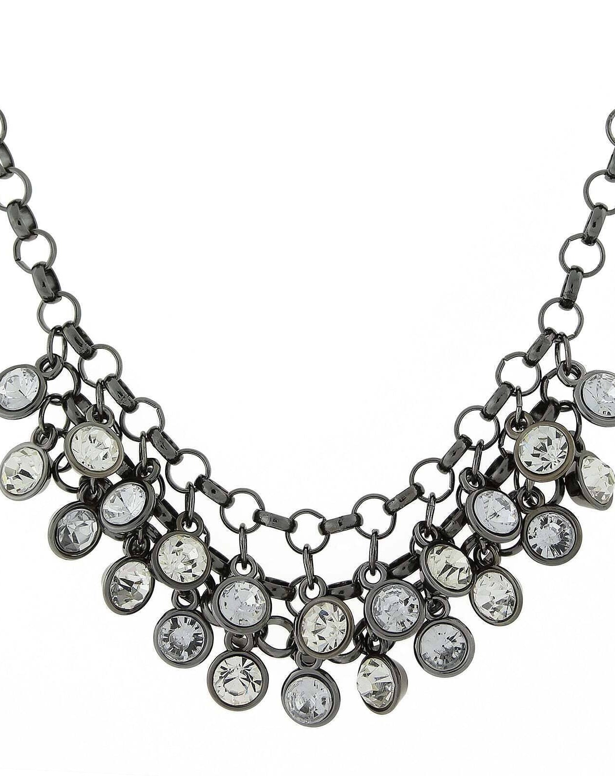1928 Jewelry Crystal Cluster Bib Necklace 16" + 3" Extender