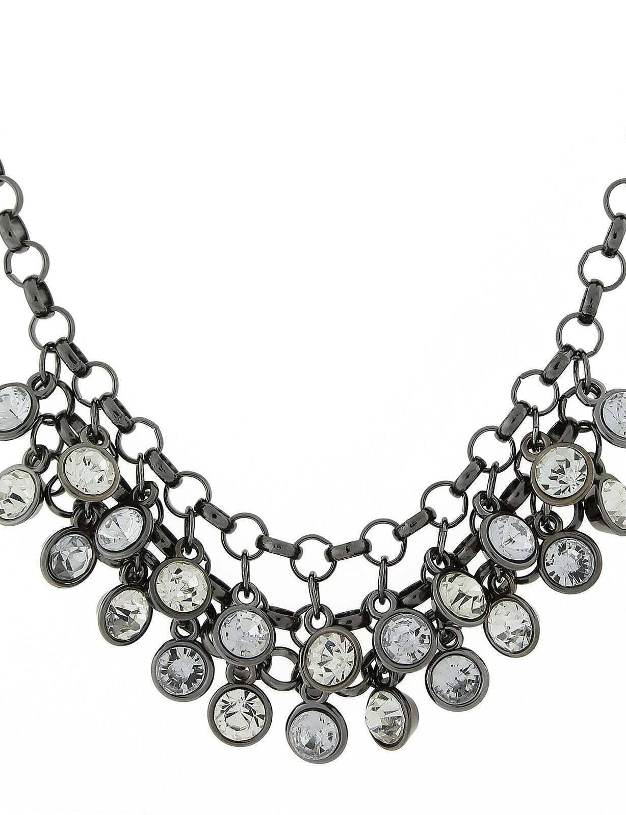 1928 Jewelry Crystal Cluster Bib Necklace 16" + 3" Extender