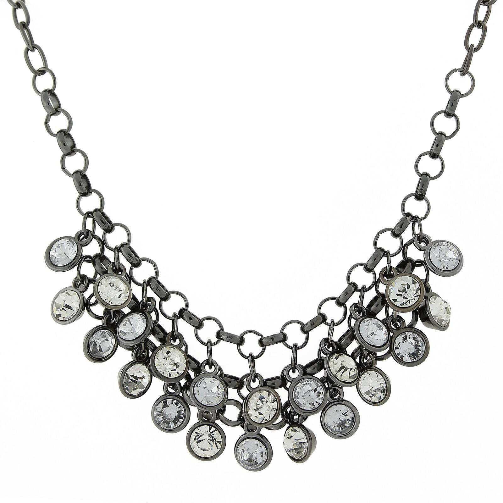 1928 Jewelry Crystal Cluster Bib Necklace 16" + 3" Extender