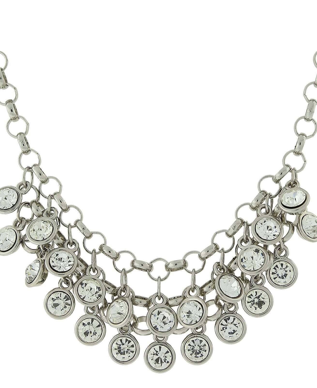 1928 Jewelry Crystal Cluster Bib Necklace 16" + 3" Extender