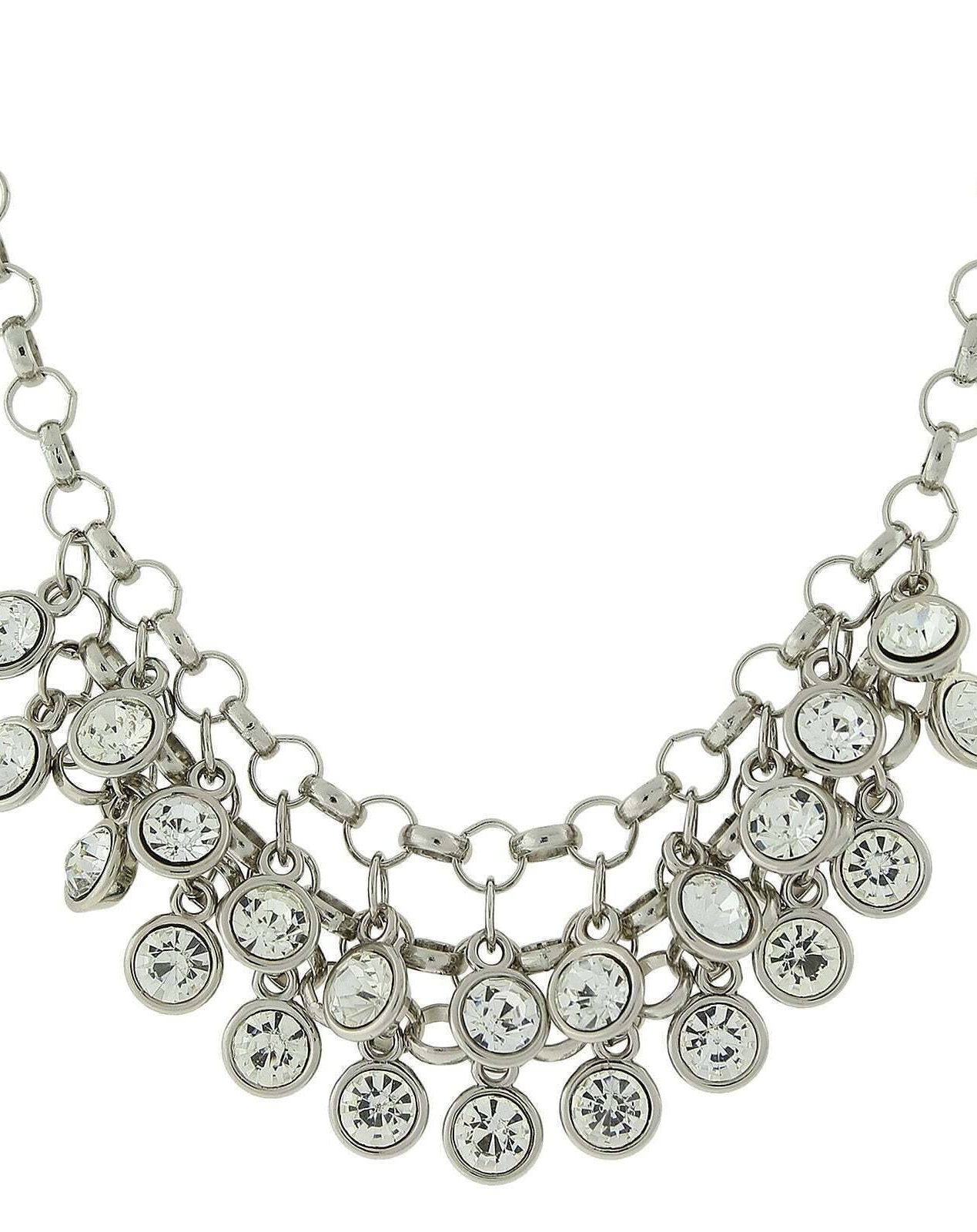 1928 Jewelry Crystal Cluster Bib Necklace 16" + 3" Extender