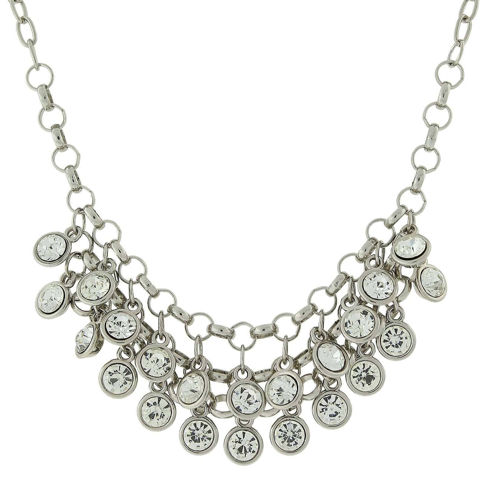 1928 Jewelry Crystal Cluster Bib Necklace 16" + 3" Extender