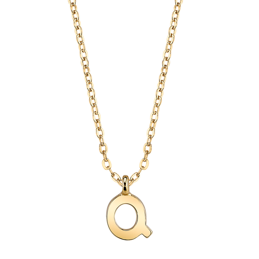 Gold Tone Mini Initial Necklaces Q