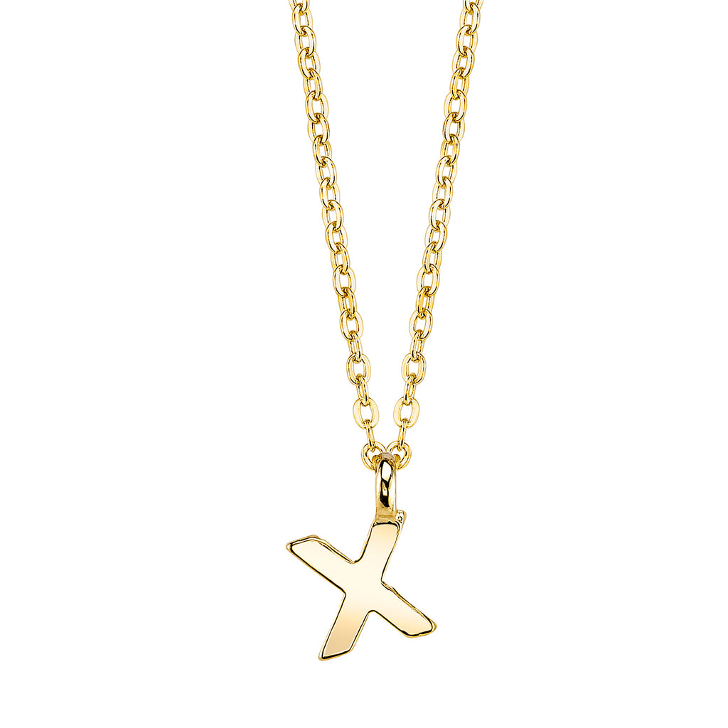 Gold Tone Mini Initial Necklaces X