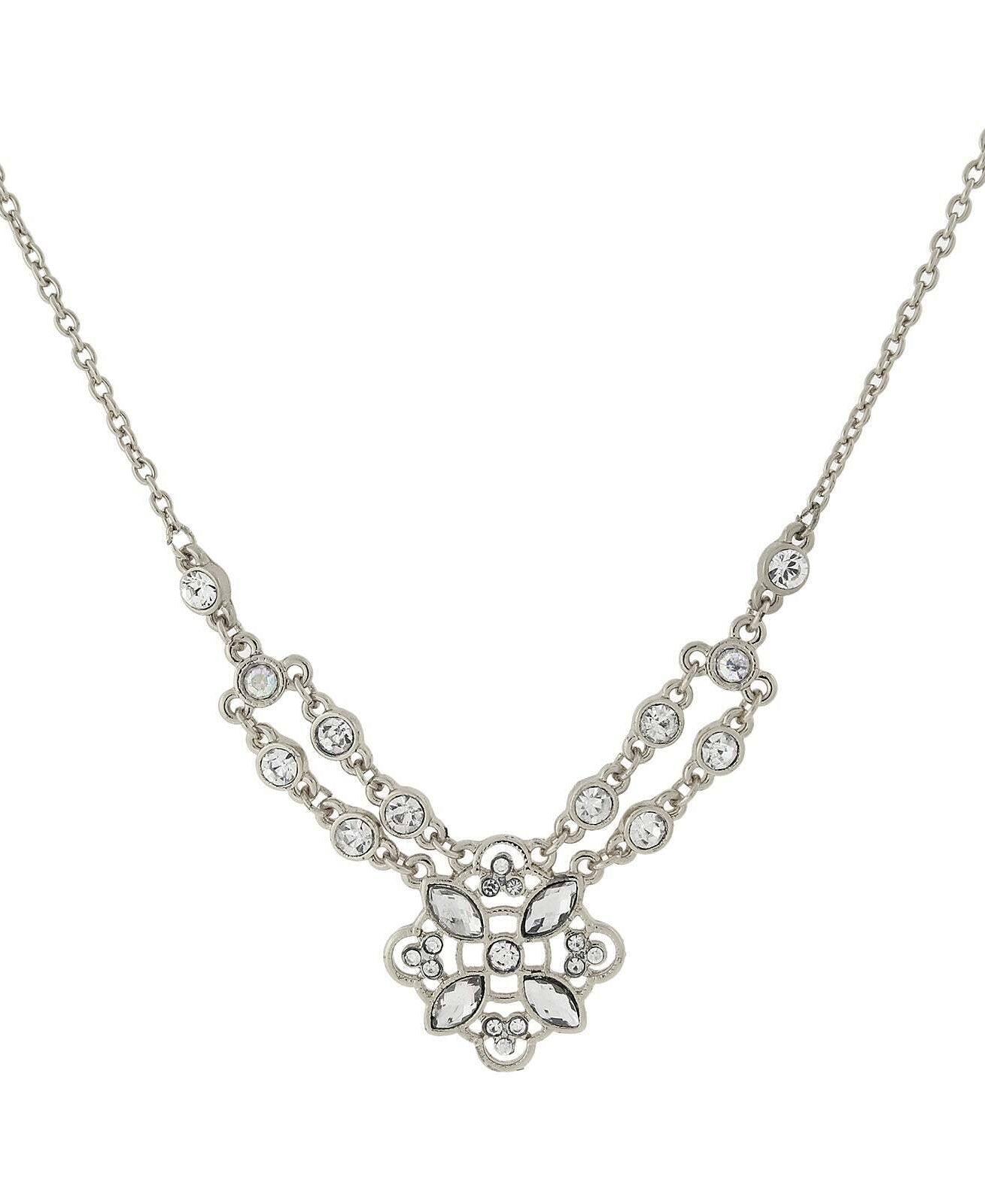 2028 Jewelry Glam Multi Crystal Necklace 16" + 3" Extender