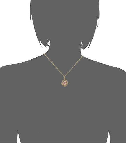 1928 Bridal Pink Crystal And Porcelain Rose Filigree Pendant Necklace 16" + 3" Extender