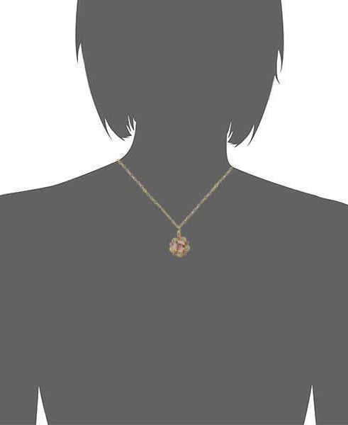 1928 Bridal Pink Crystal And Porcelain Rose Filigree Pendant Necklace 16" + 3" Extender