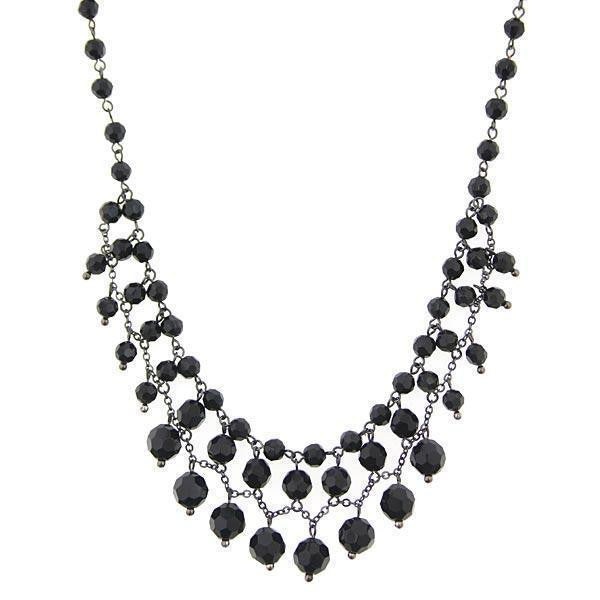 vintage inspired onyx black beaded necklace