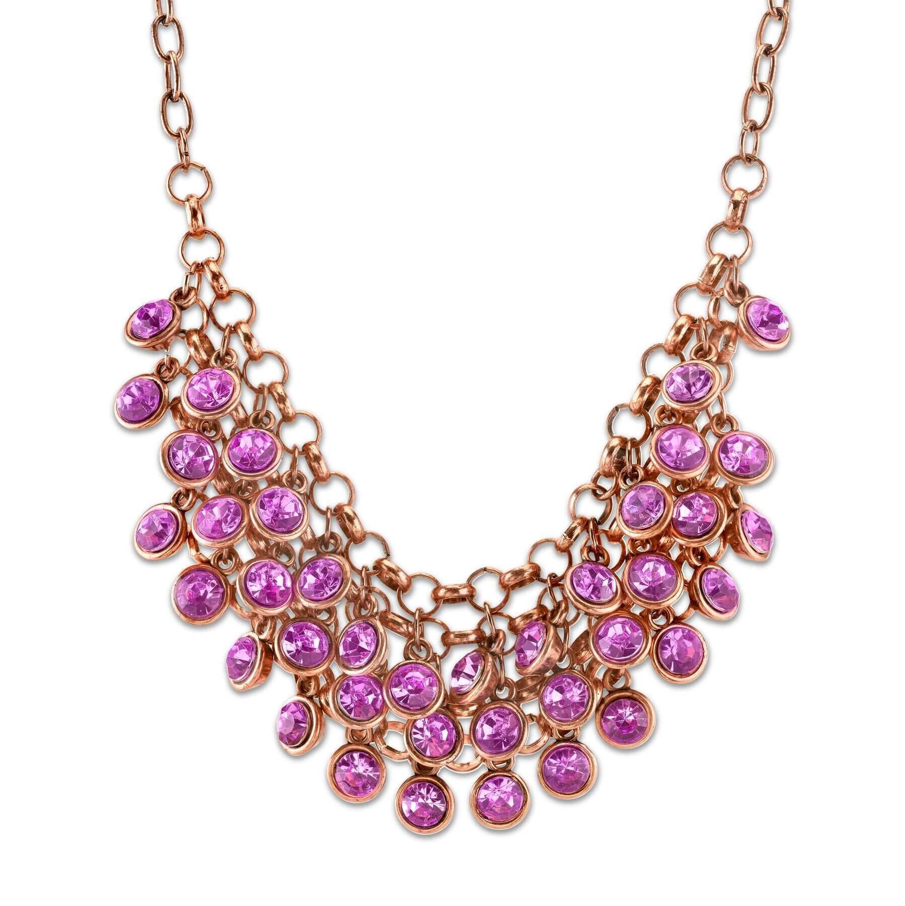 2028 Jewelry Round Multi Stone Cluster Bib Necklace 16" + 3" Extender