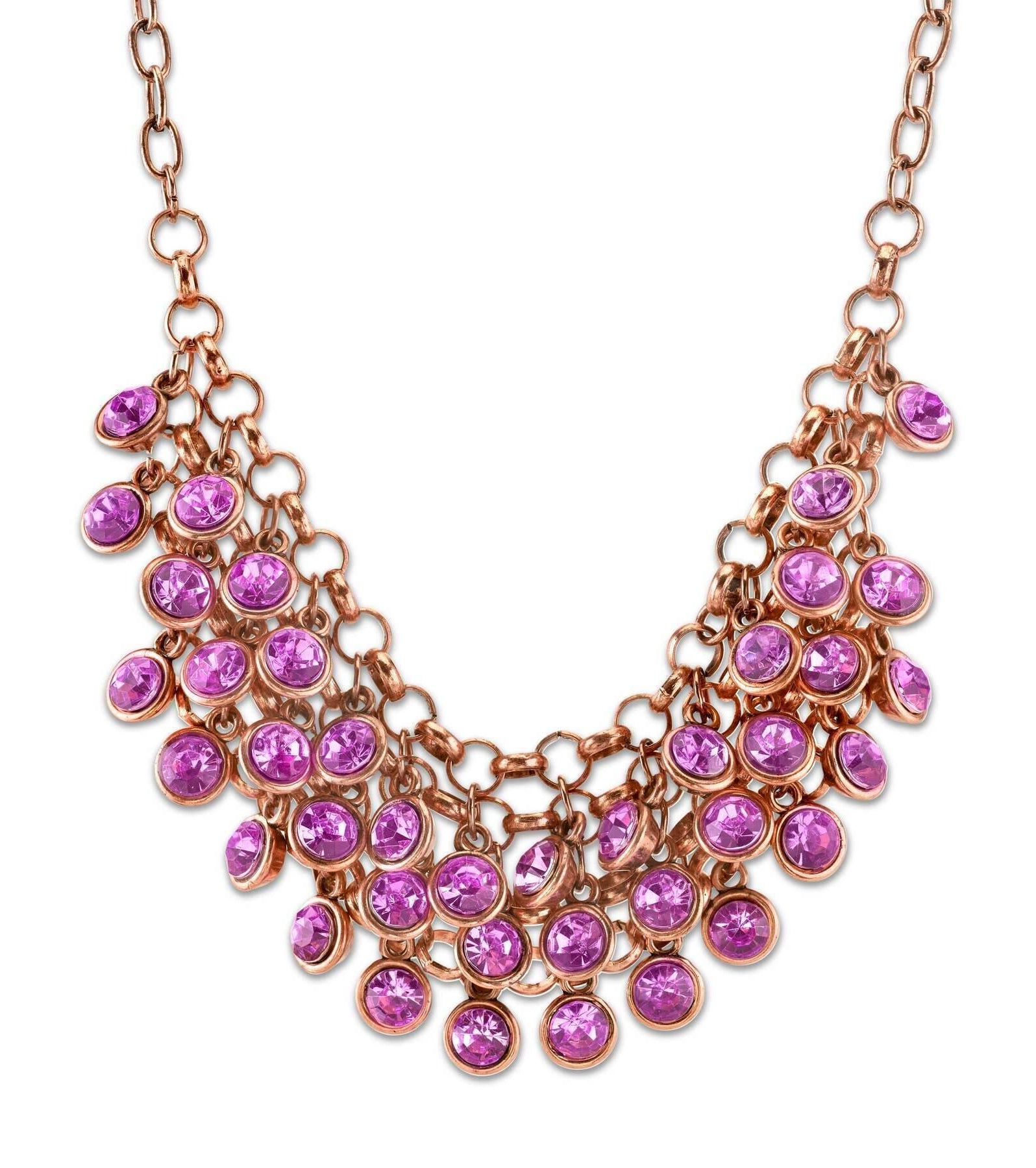 2028 Jewelry Round Multi Stone Cluster Bib Necklace 16" + 3" Extender