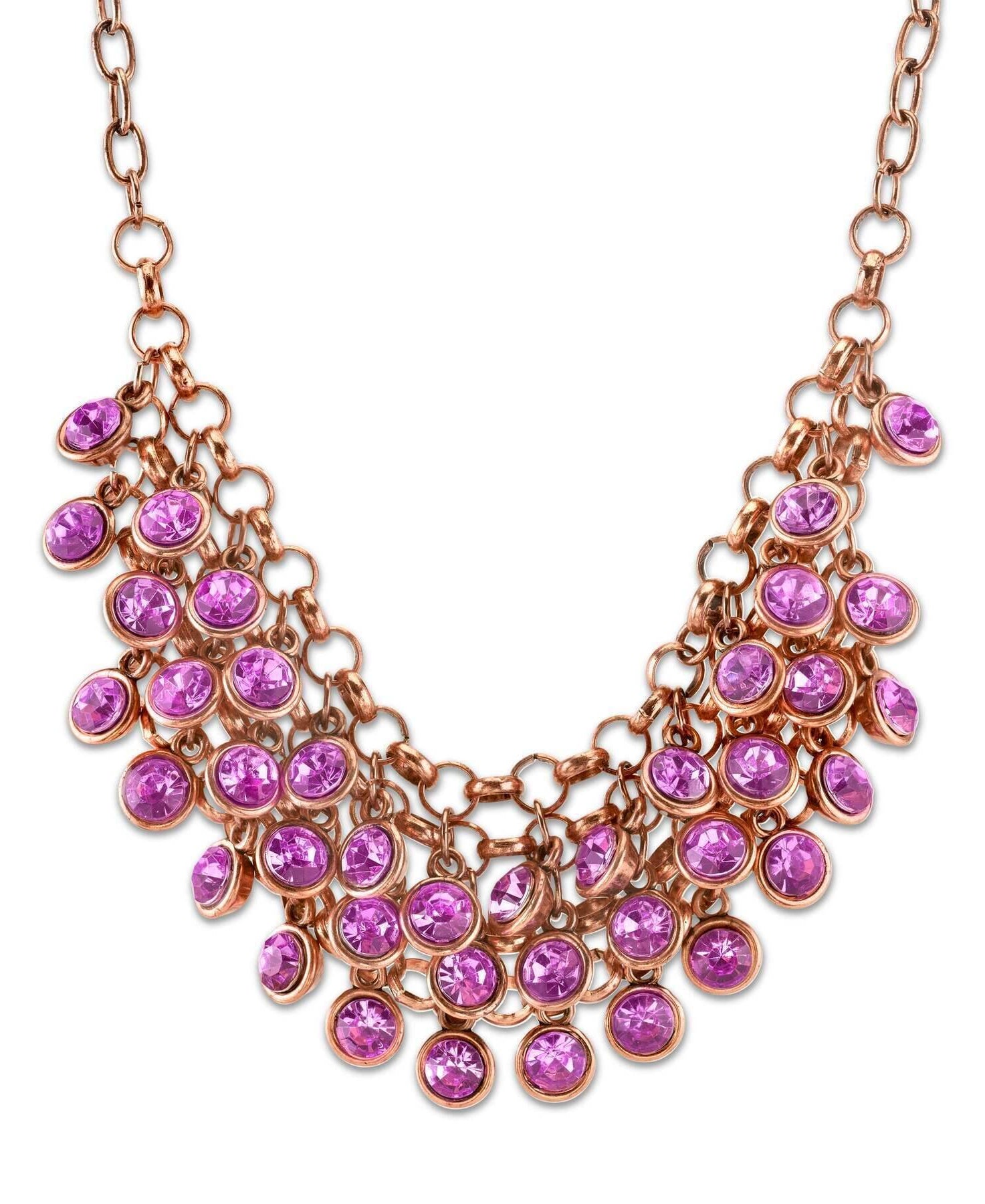 2028 Jewelry Round Multi Stone Cluster Bib Necklace 16" + 3" Extender