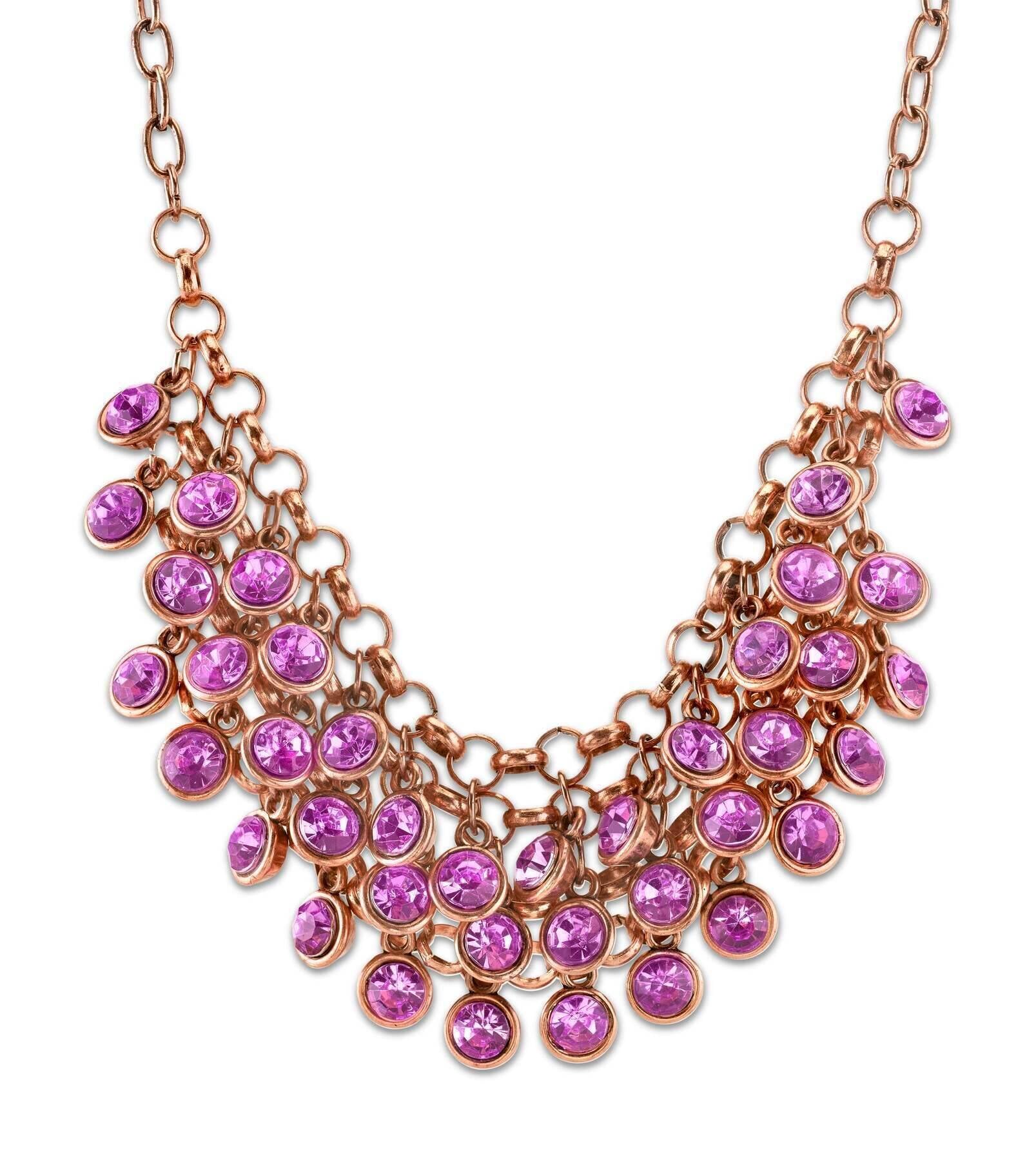 2028 Jewelry Round Multi Stone Cluster Bib Necklace 16" + 3" Extender