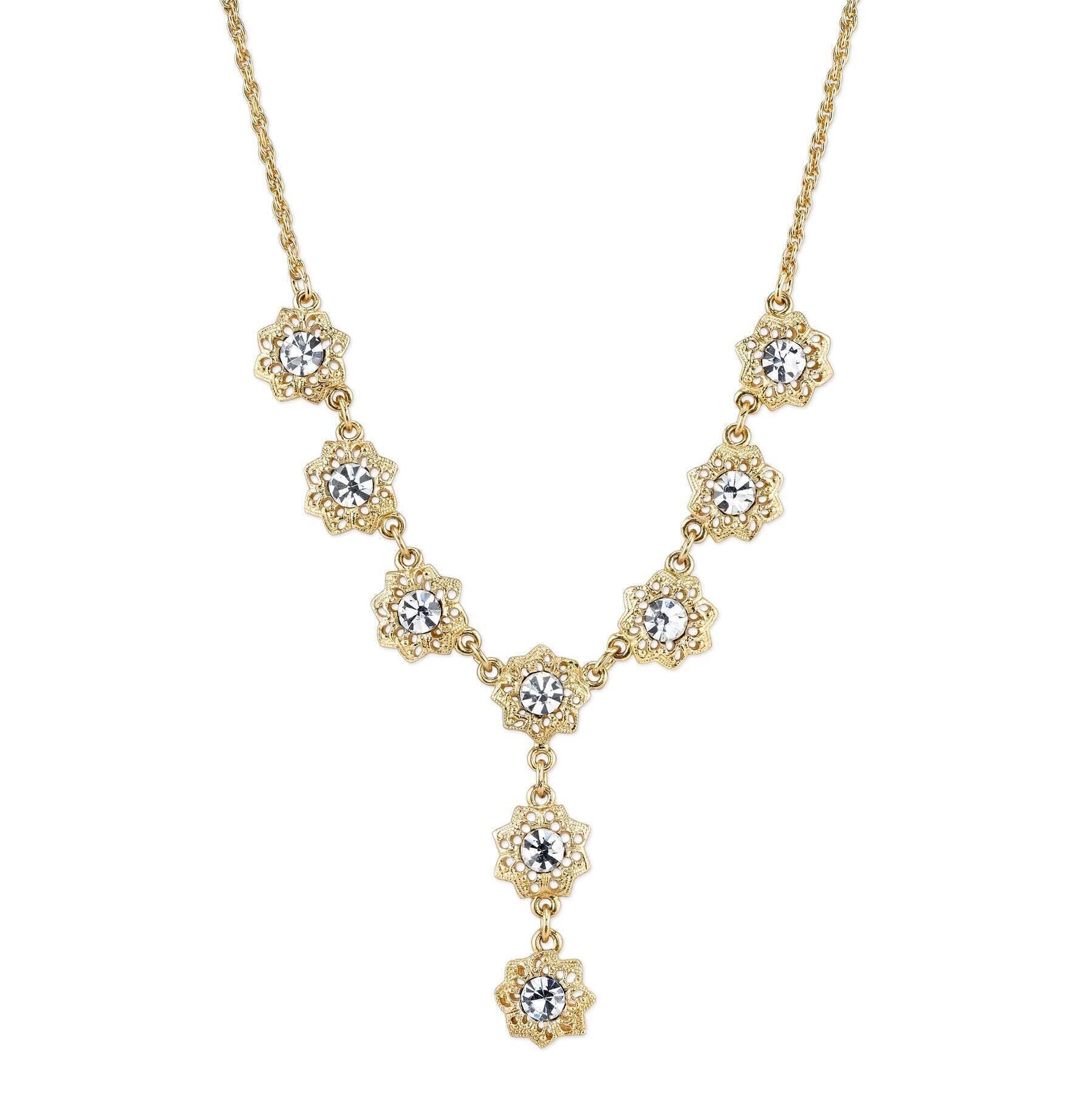 1928 Jewelry Crystal Y-Necklace 16" + 3" Extender