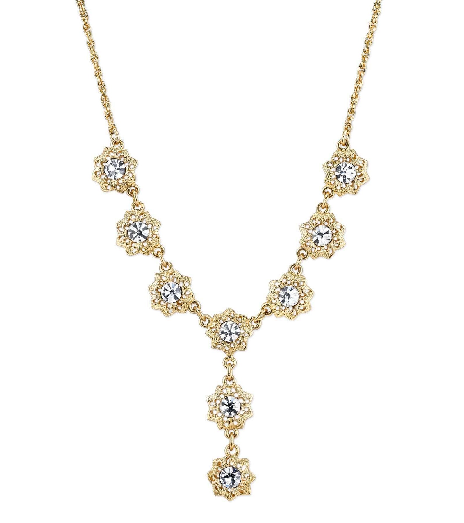 1928 Jewelry Crystal Y-Necklace 16" + 3" Extender