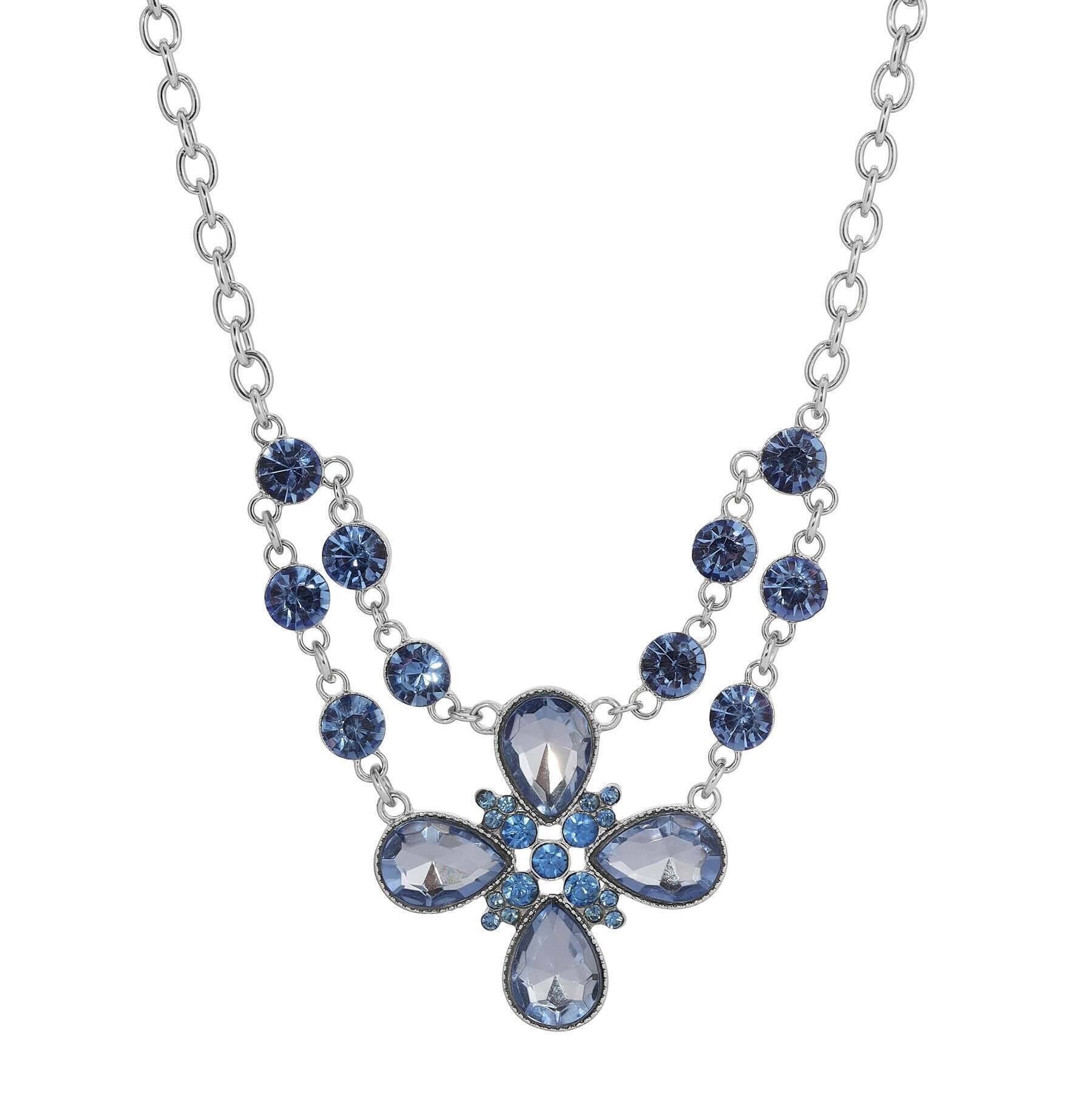 2028 Jewelry Crystal Flower Necklace 16" + 3" Extender