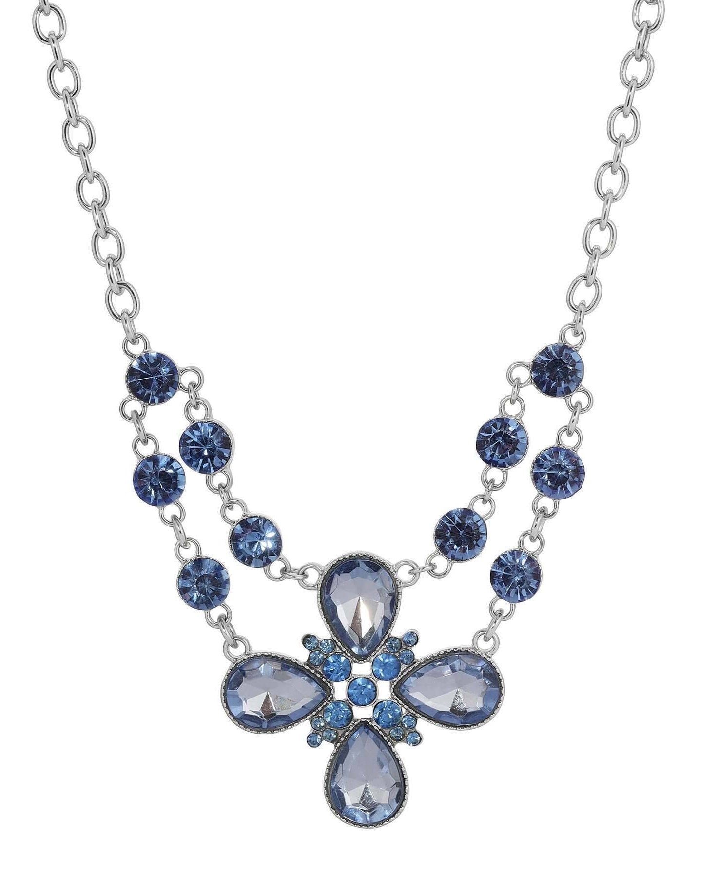 2028 Jewelry Crystal Flower Necklace 16" + 3" Extender