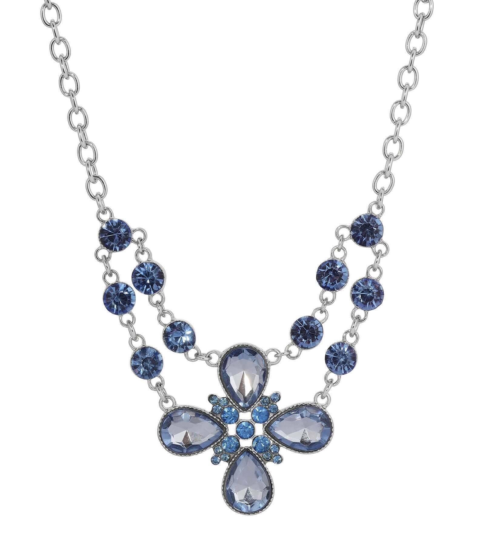 2028 Jewelry Crystal Flower Necklace 16" + 3" Extender