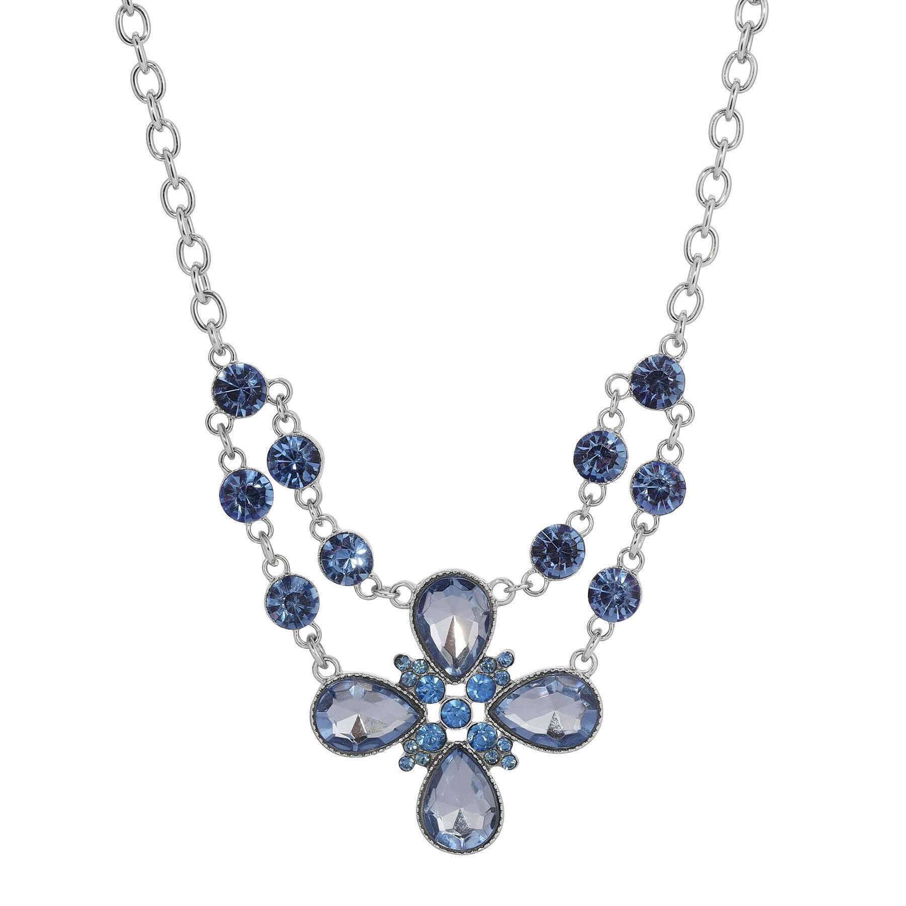2028 Jewelry Crystal Flower Necklace 16" + 3" Extender