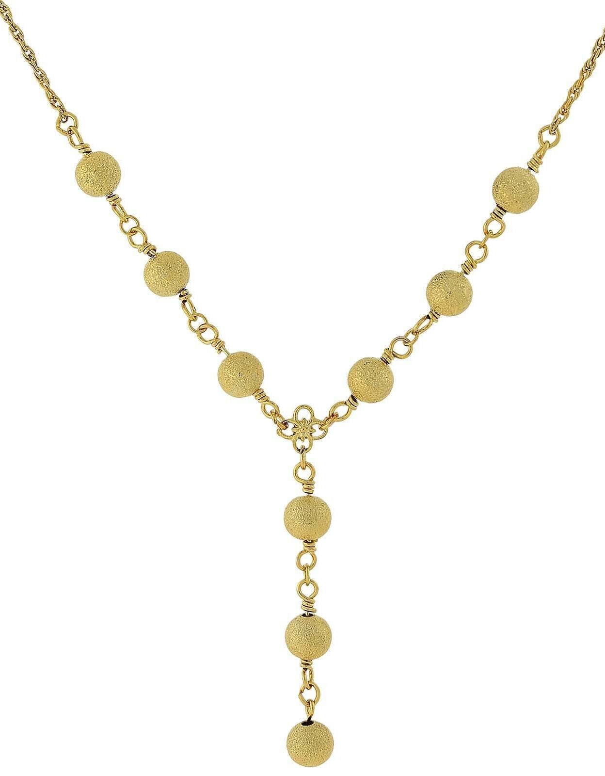 2028 Jewelry Gold Sanded Bead Y-Necklace 16" + 3" Extender