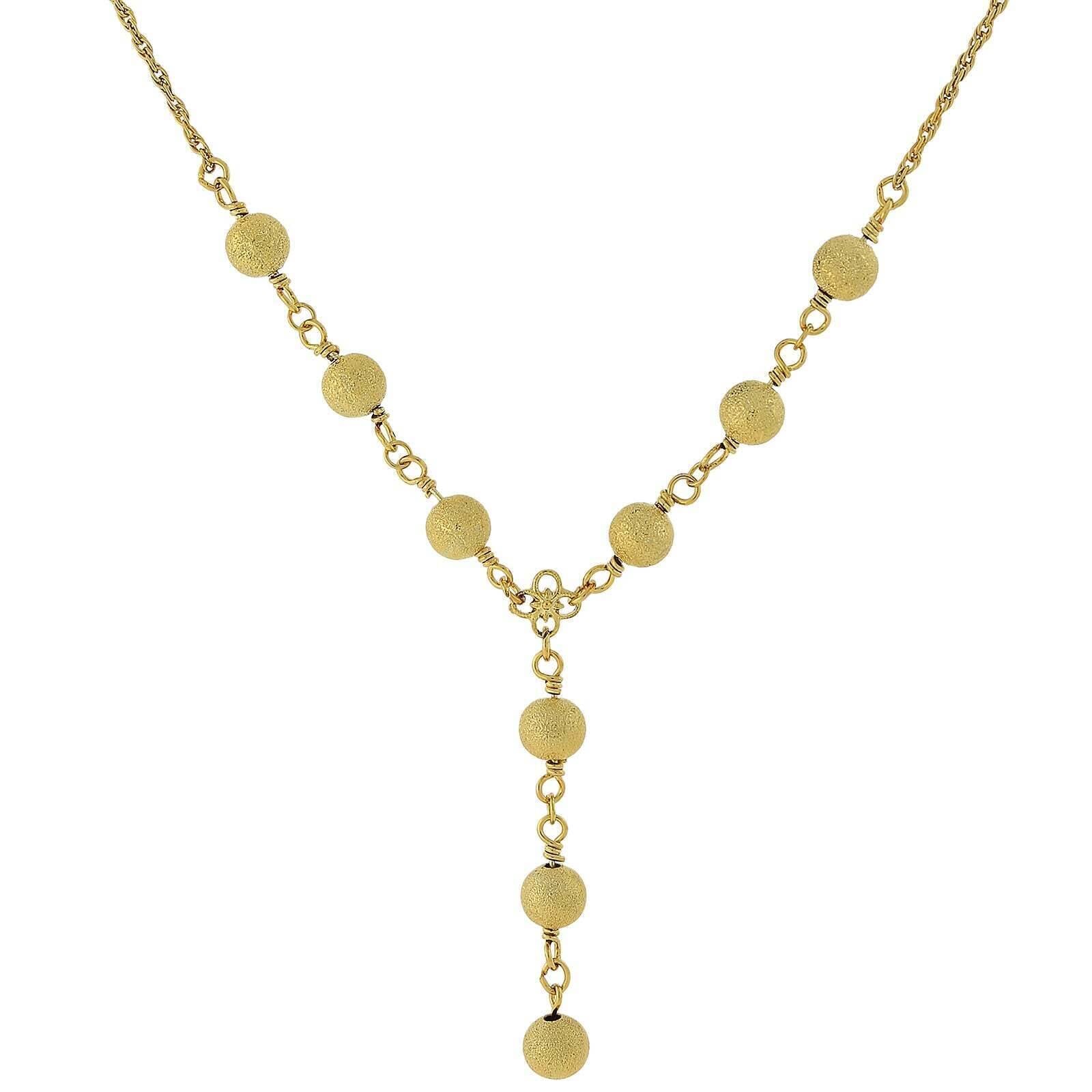 2028 Jewelry Gold Sanded Bead Y-Necklace 16" + 3" Extender