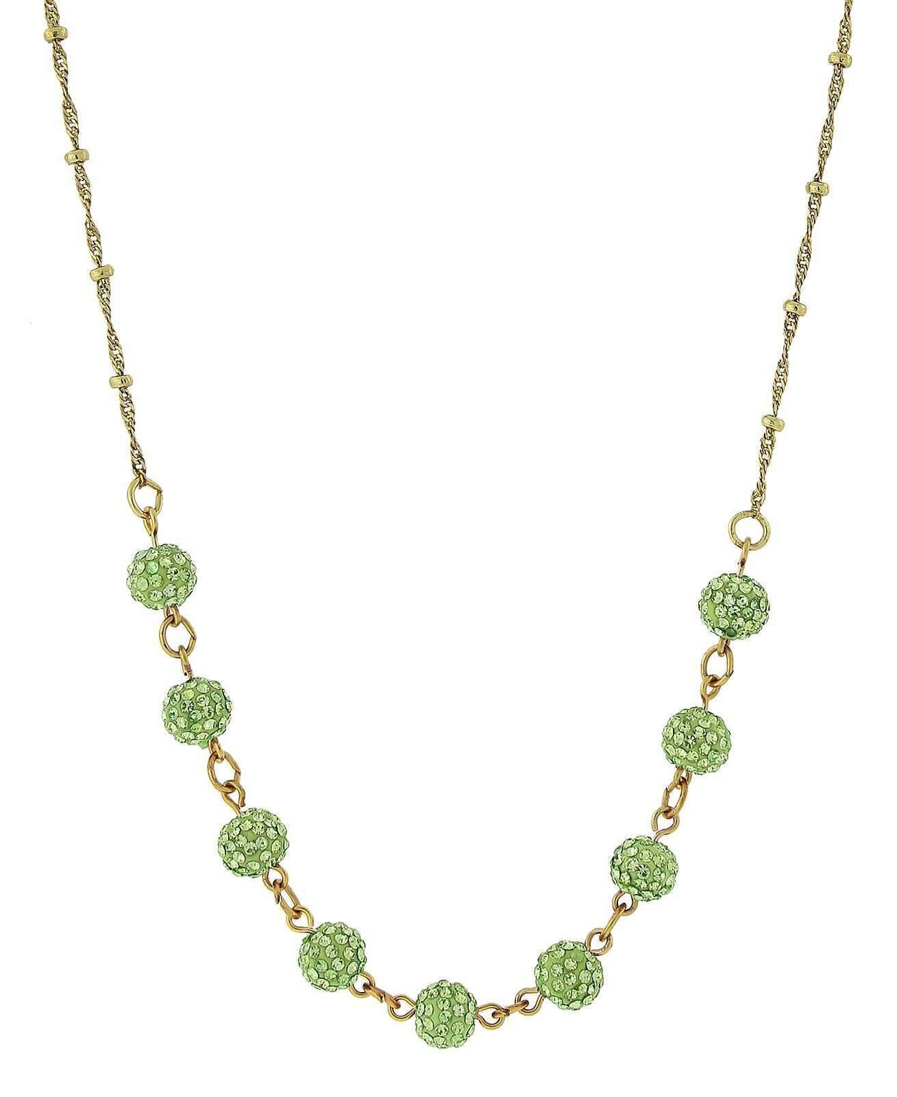 1928 Jewelry Crystal Fireball Pave Necklace 16" + 3" Extender