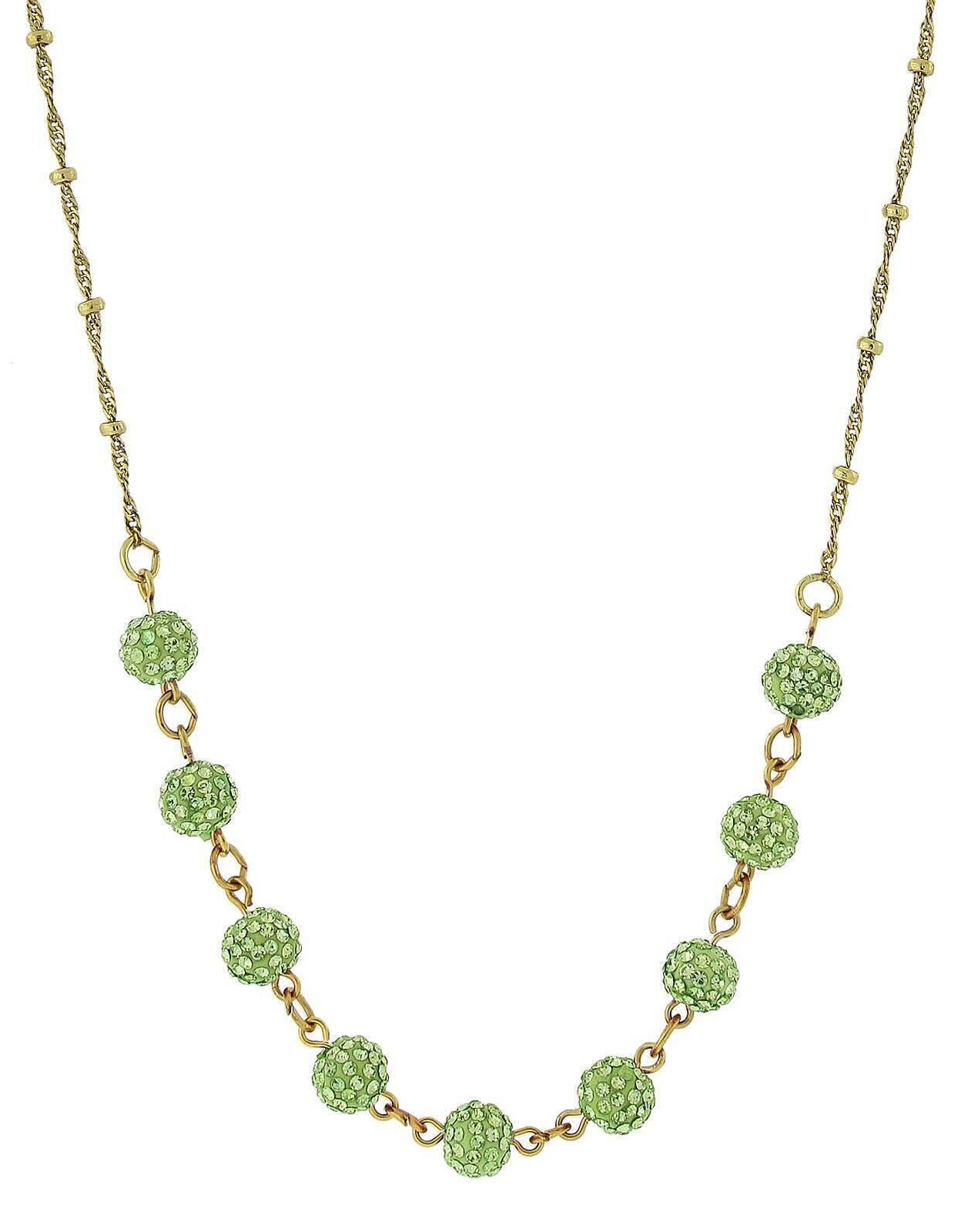 1928 Jewelry Crystal Fireball Pave Necklace 16" + 3" Extender