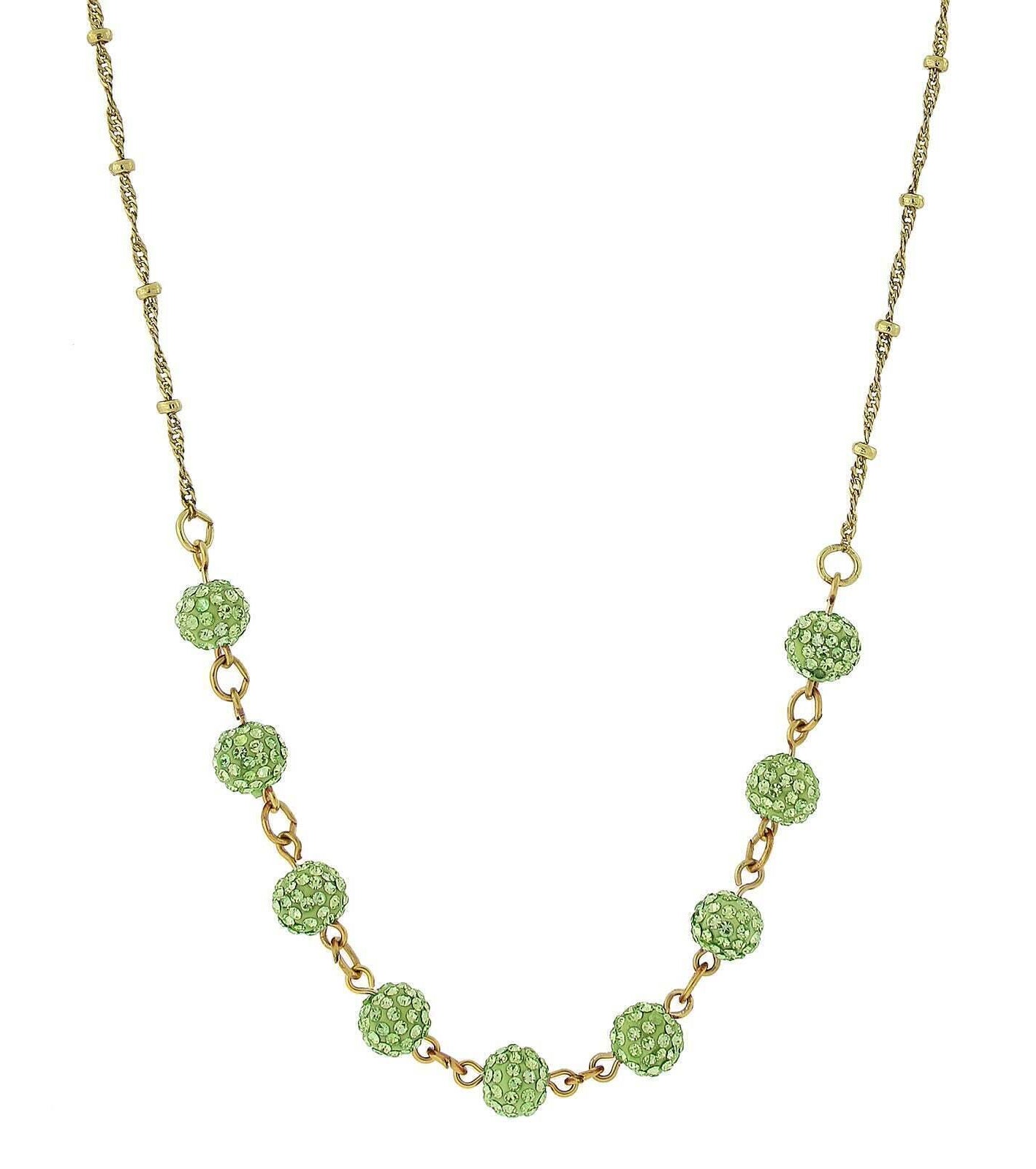 1928 Jewelry Crystal Fireball Pave Necklace 16" + 3" Extender