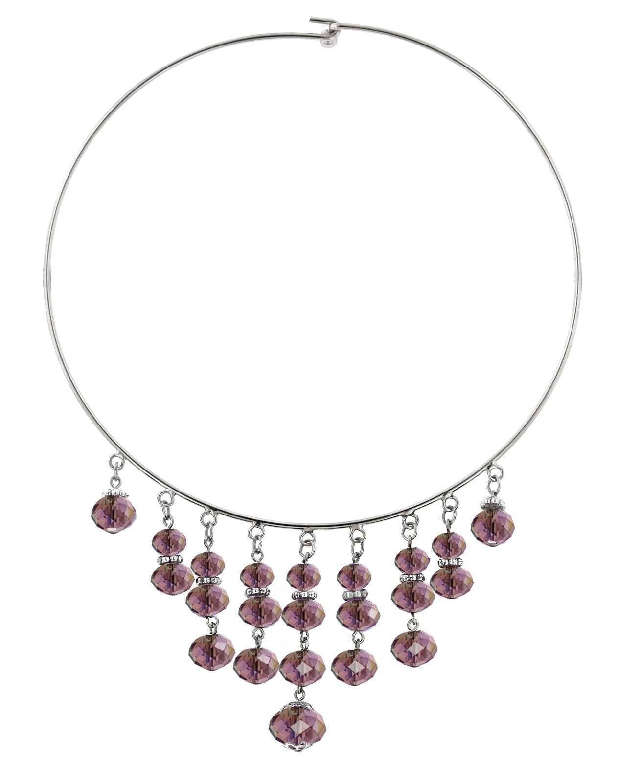 1928 Jewelry Purple Multiple Drop Lux Choker Necklace 15.5"