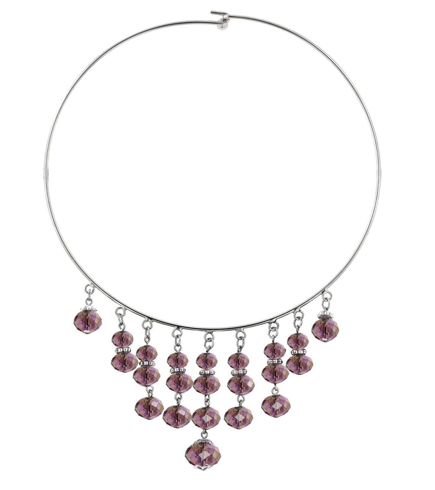 1928 Jewelry Purple Multiple Drop Lux Choker Necklace 15.5"