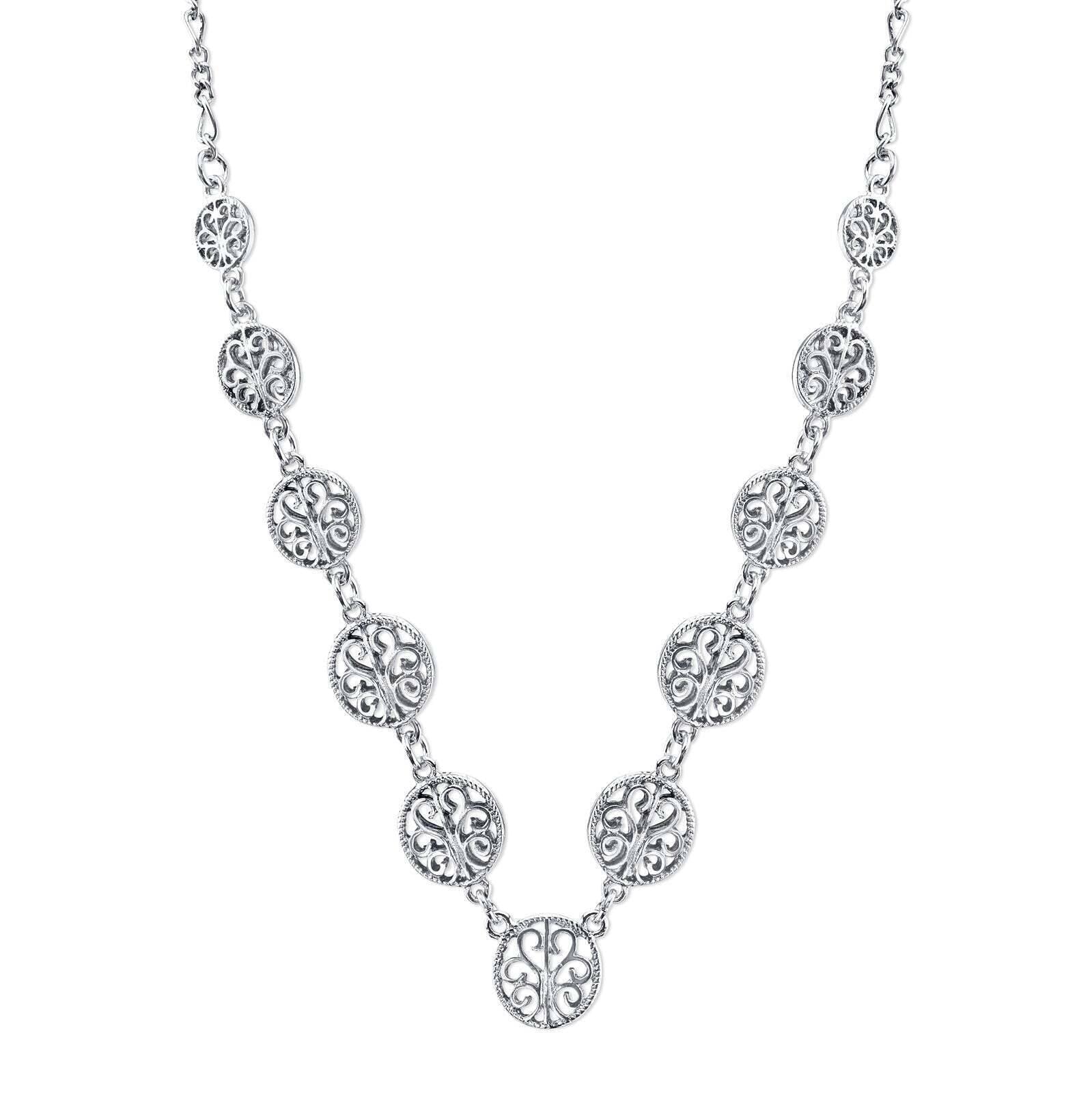 2028 Jewelry Multi Round Open Lattice Necklace 16" + 3" Extender