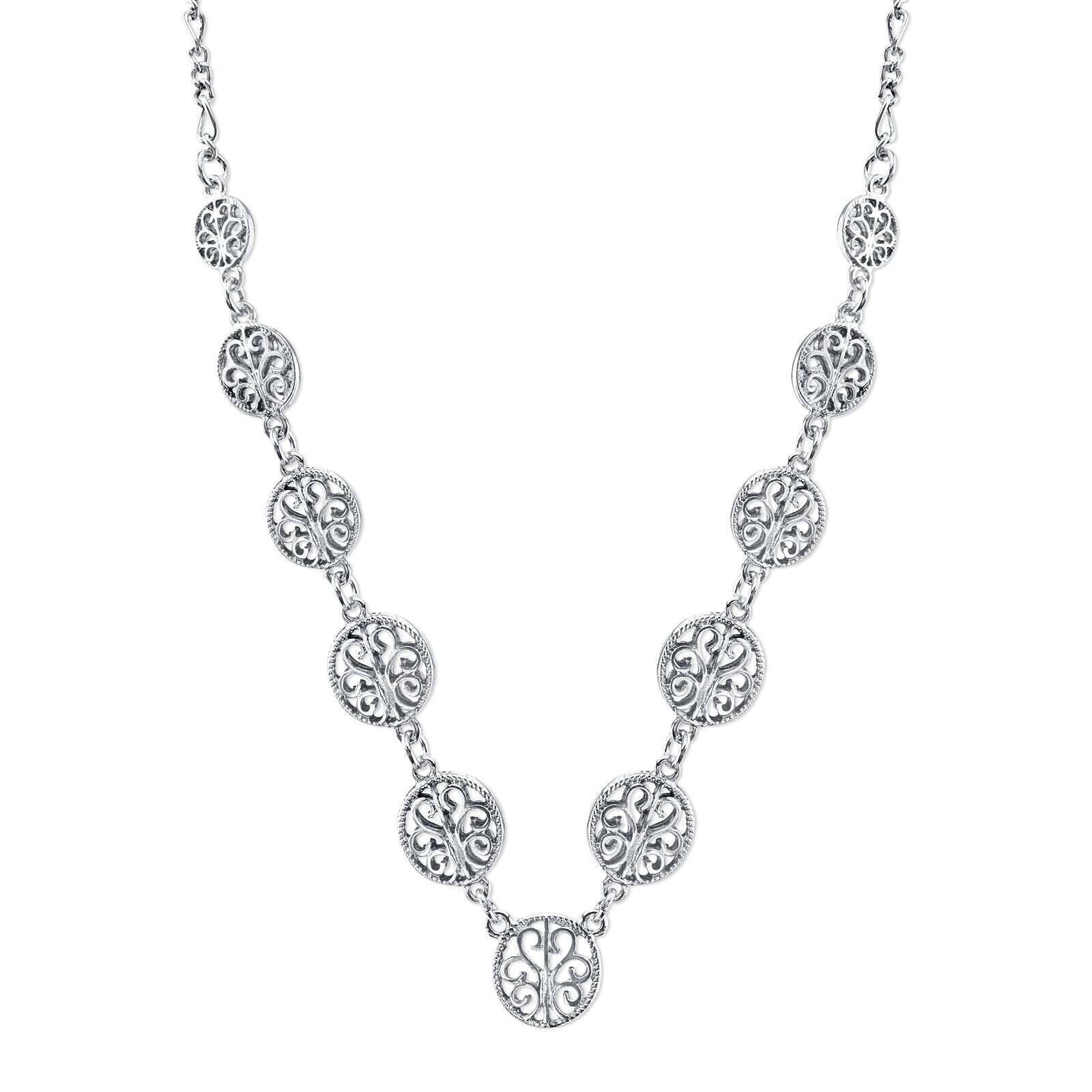 2028 Jewelry Multi Round Open Lattice Necklace 16" + 3" Extender