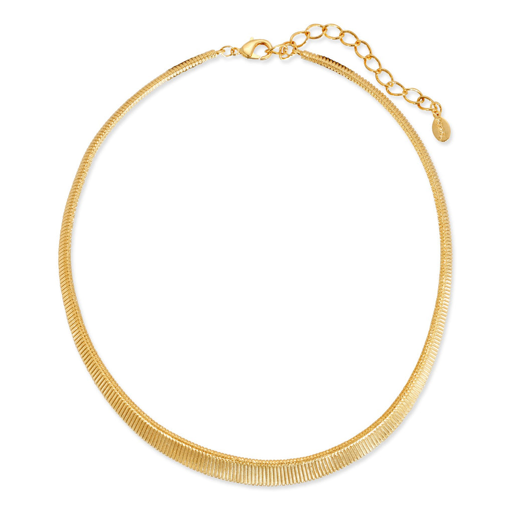 14K Gold Dipped  Classic Omega Mesh Collar Necklace 18   21 Inch Adjustable