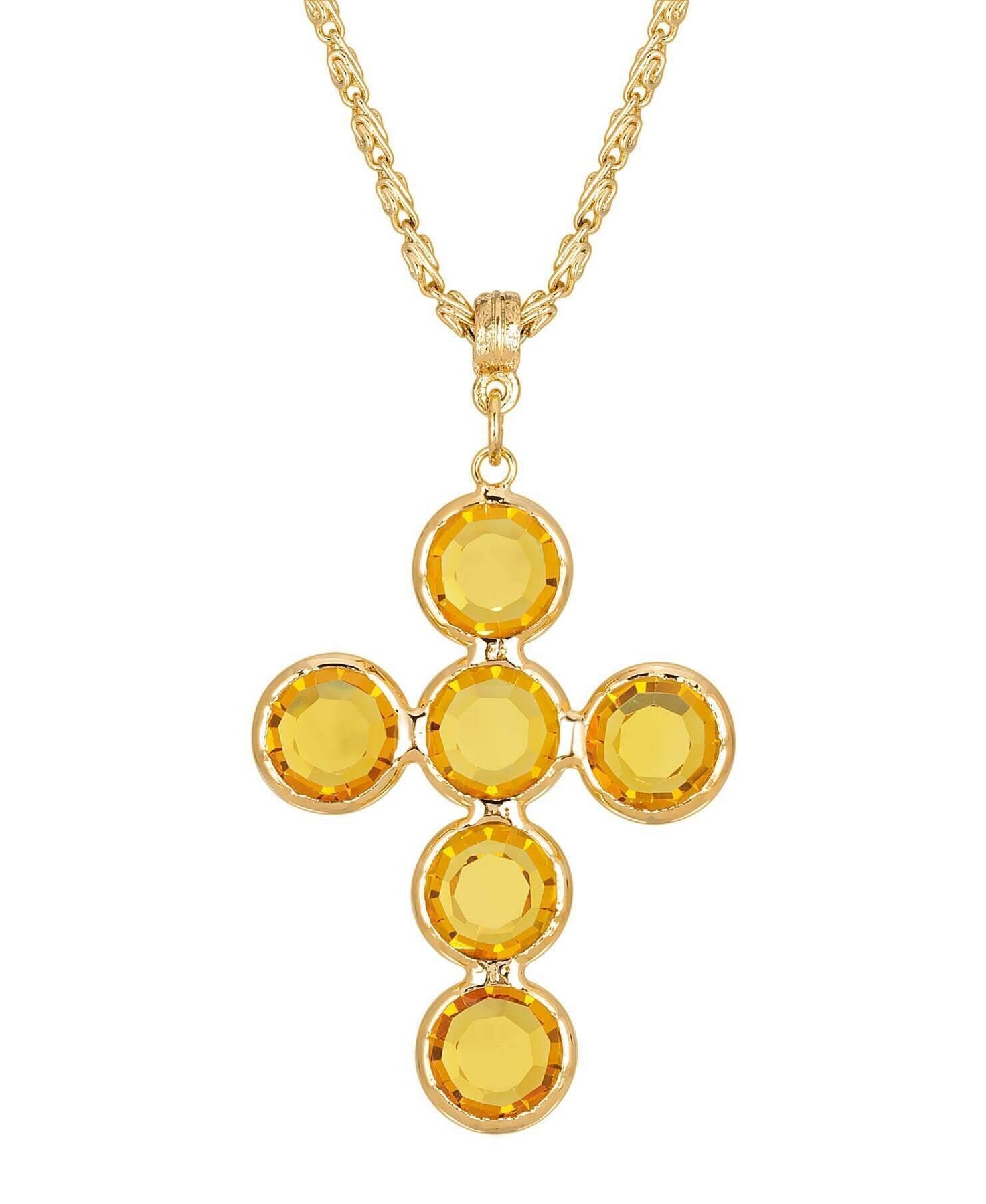 1928 Jewelry Austrian Crystal Cross Pendant Necklace 20"