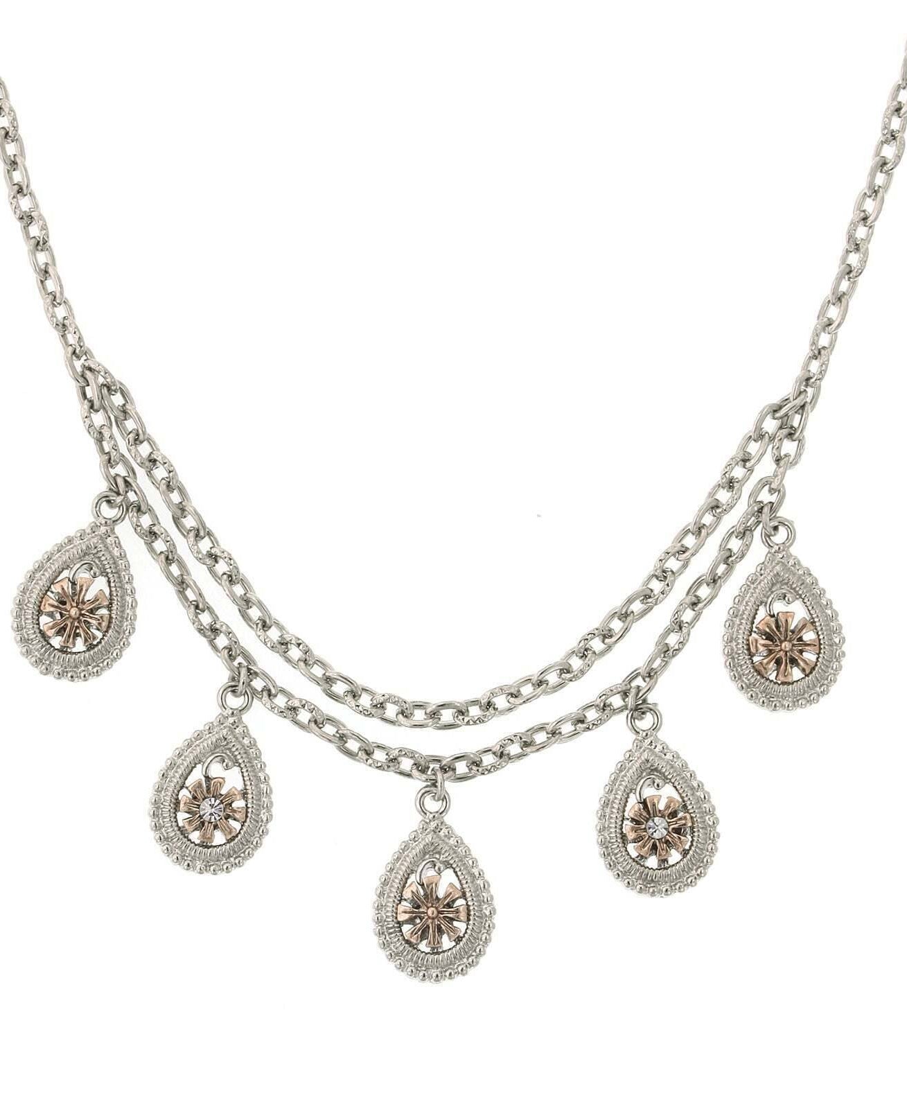1928 Jewelry Multi Teardrop Necklace 16" + 3" Extender